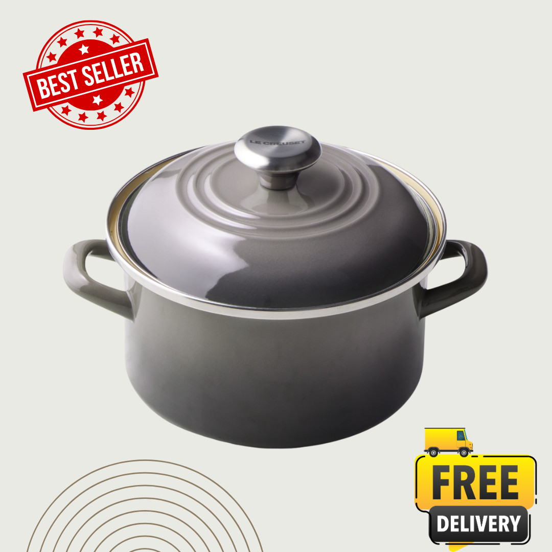 [FASH SALE] Le Creuset 4-Qt Enameled Steel Stockpot Oyster NEW