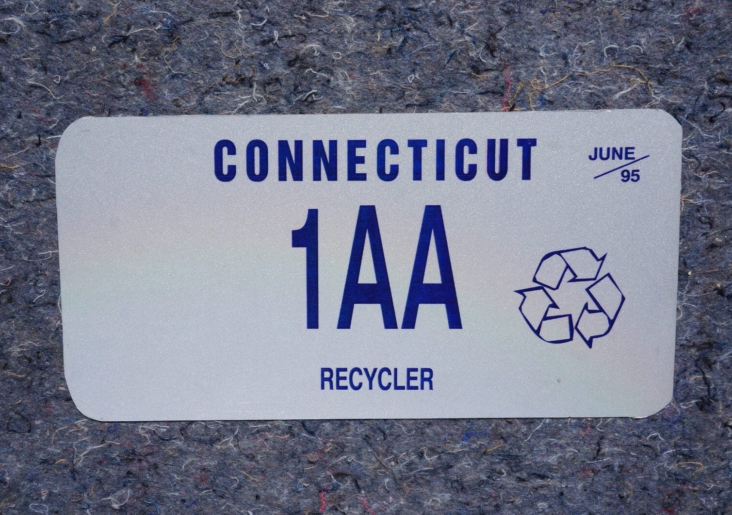 1995 Connecticut RECYCLER License Plate Test Prototype Sample? 1995 Connecticut RECYCLER License Plate Test Prototype Sample?