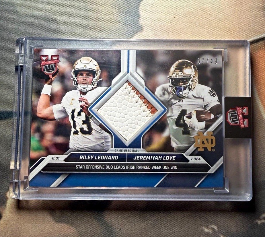 2024 Topps Now Riley Leonard Jeremiyah Love Relic #6A /49 Notre Dame FB 2024 Topps Now Riley Leonard Jeremiyah Love Relic #6A /49 Notre Dame FB