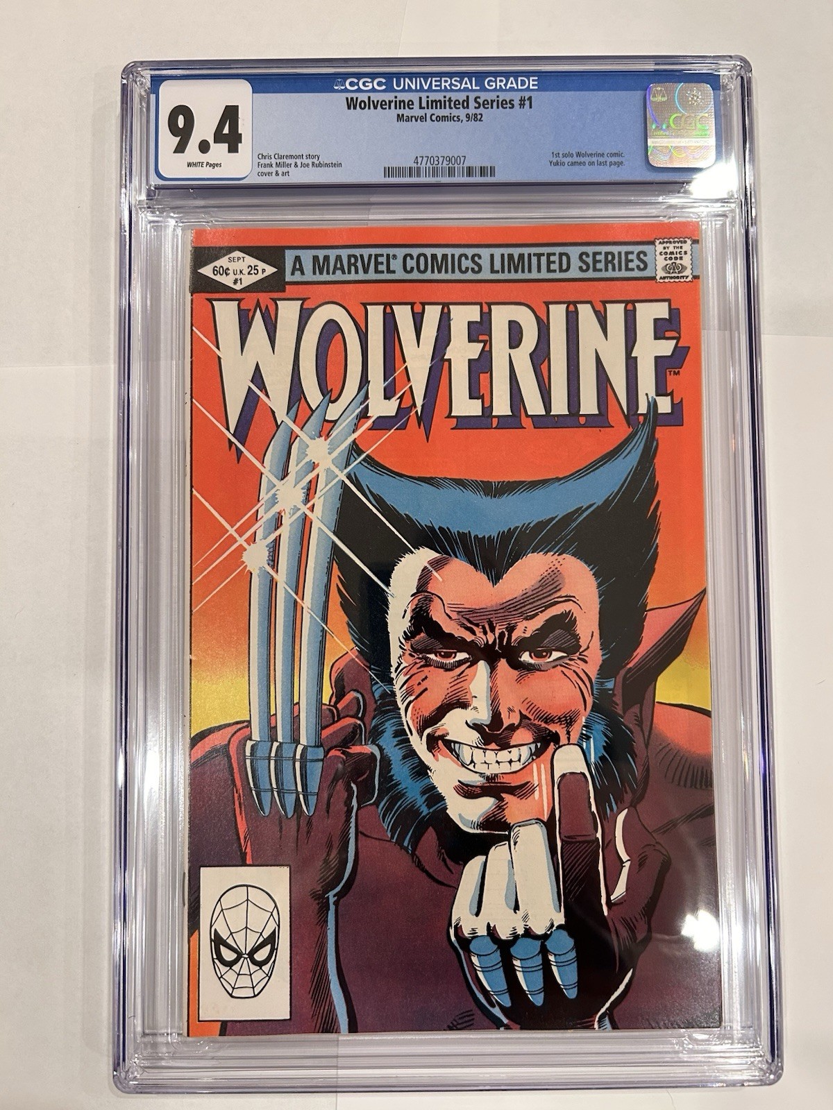 Wolverine Limited Series #1 (1982, Marvel Comics) CGC 9.4 White Pages