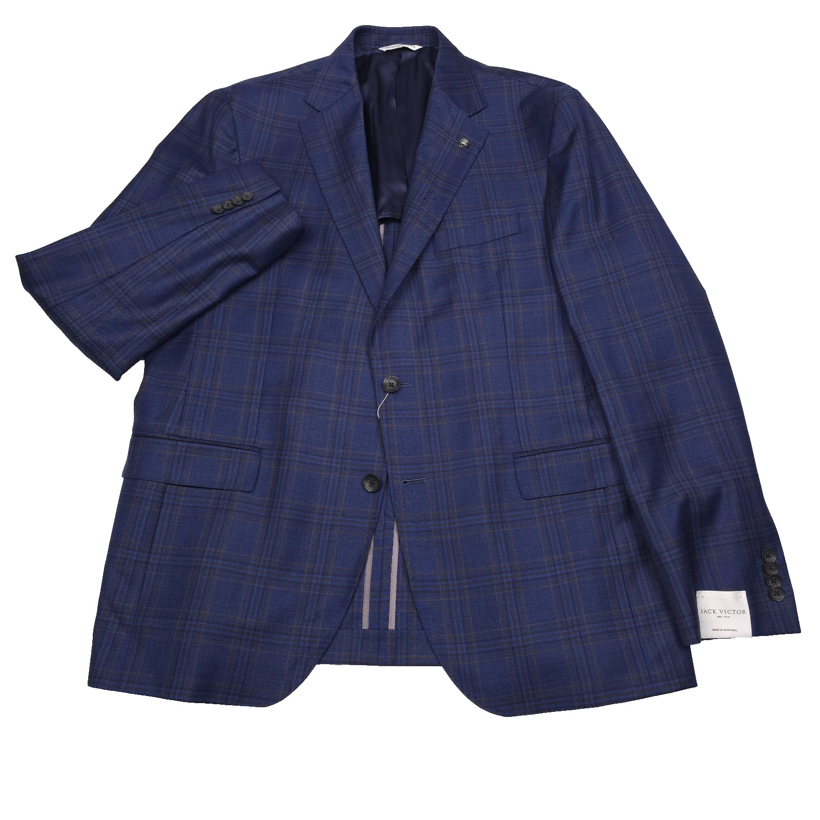 Jack Victor Midland Sport Coat Mens 44R Blue Super 130s Wool Plaid Blazer Jacket Jack Victor Midland Sport Coat Mens 44R Blue Super 130s Wool Plaid Blazer Jacket