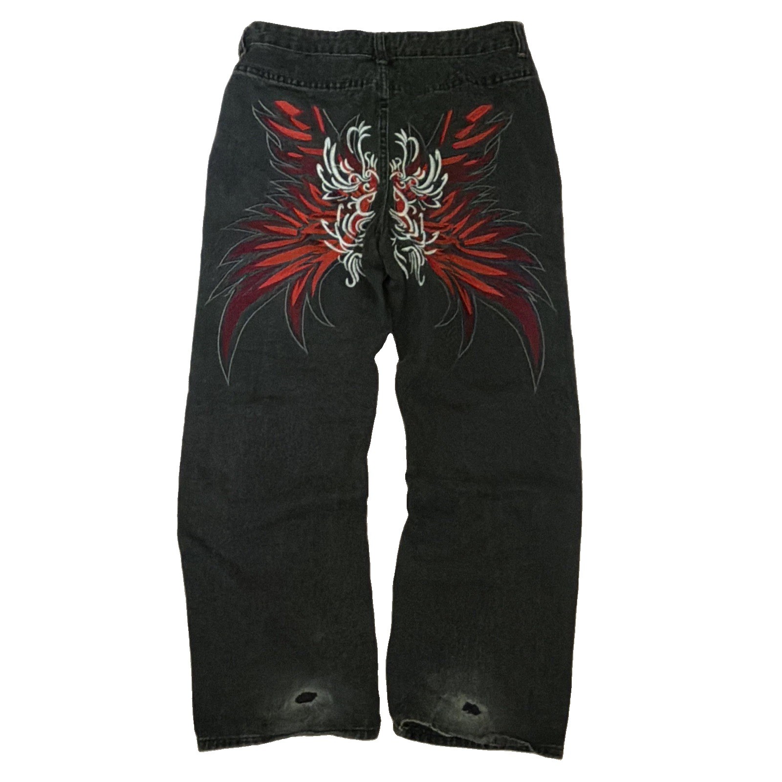 Y2K Black Denim Embroidered Jeans Y2K Black Denim Embroidered Jeans