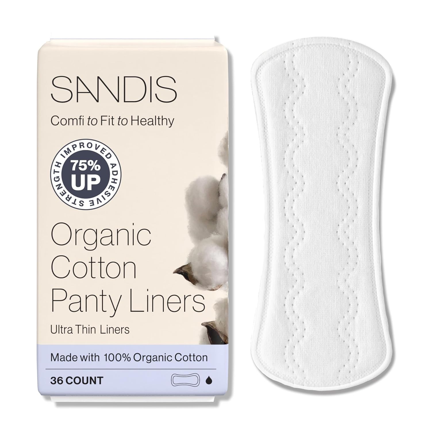 SANDIS Premium 100% Organic Panty Liners - Chemical Free Cotton Ultra Thin Liner
