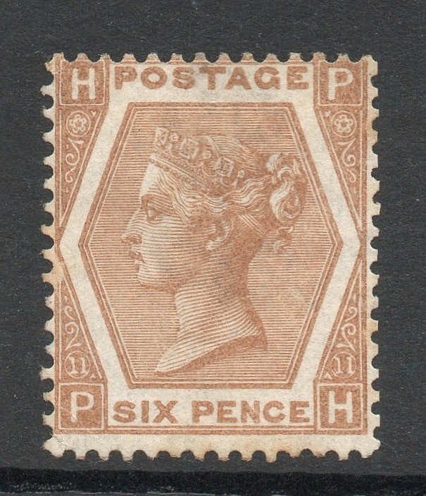 GB QV SG122a 6d Chestnut Plate 11 Fine Mint Hinged Cat £600 GB QV SG122a 6d Chestnut Plate 11 Fine Mint Hinged Cat £600