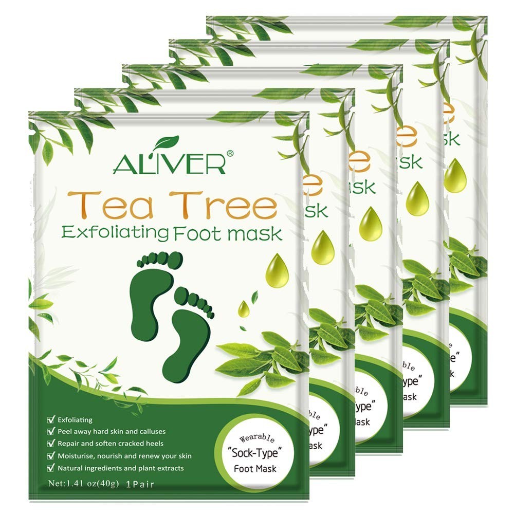 ALIVER Foot Peeling Mask Moisturizing Natural Exfoliating Foot Mask - Pack of 5