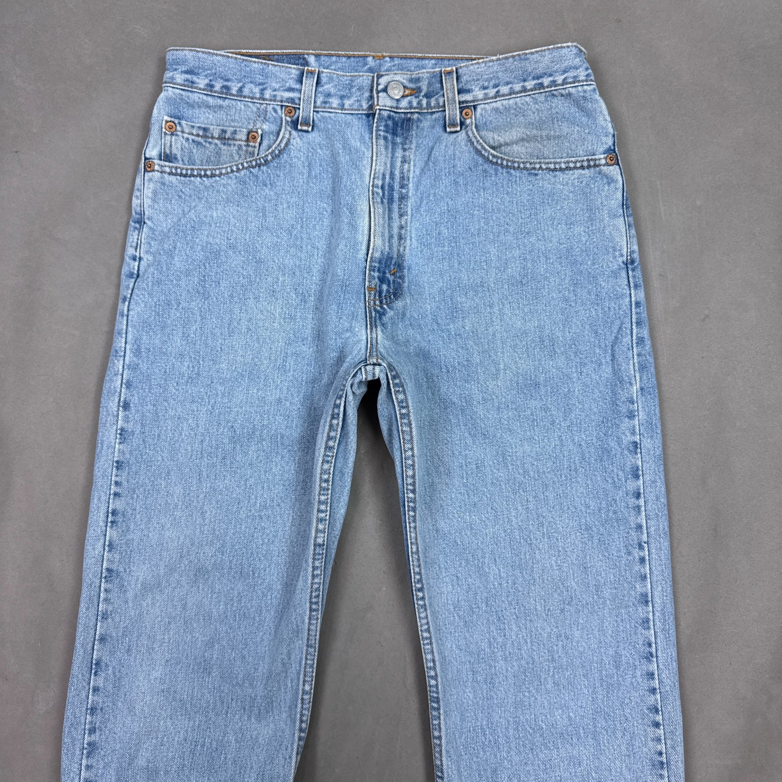 Vintage Levis Jeans Mens 34x32 Blue Y2K Made USA Denim Pants Faded 505 Straight