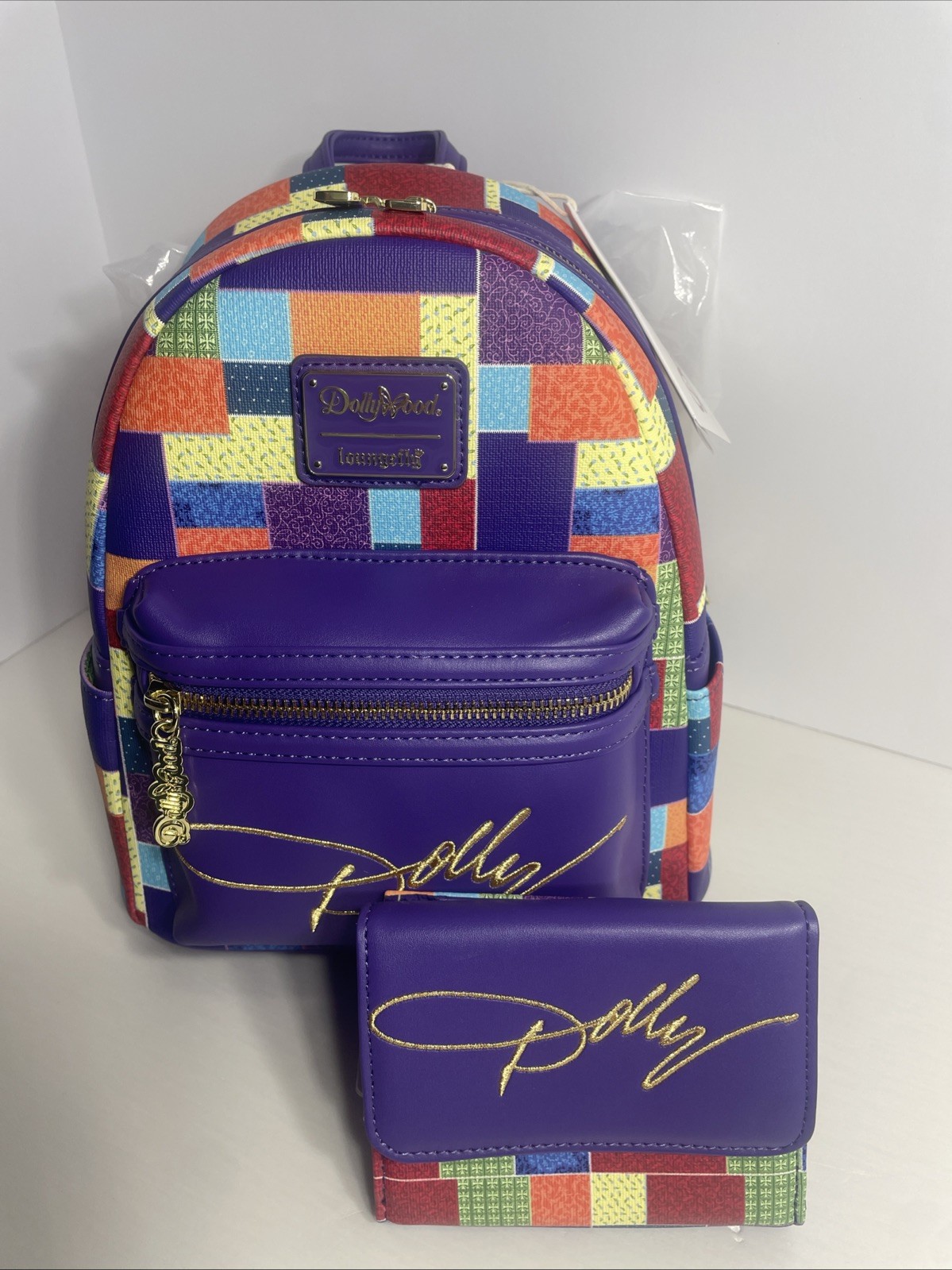 Rare- Last Set- Dolly- Coat of Many Colors Loungefly Mini Backpack And Wallet