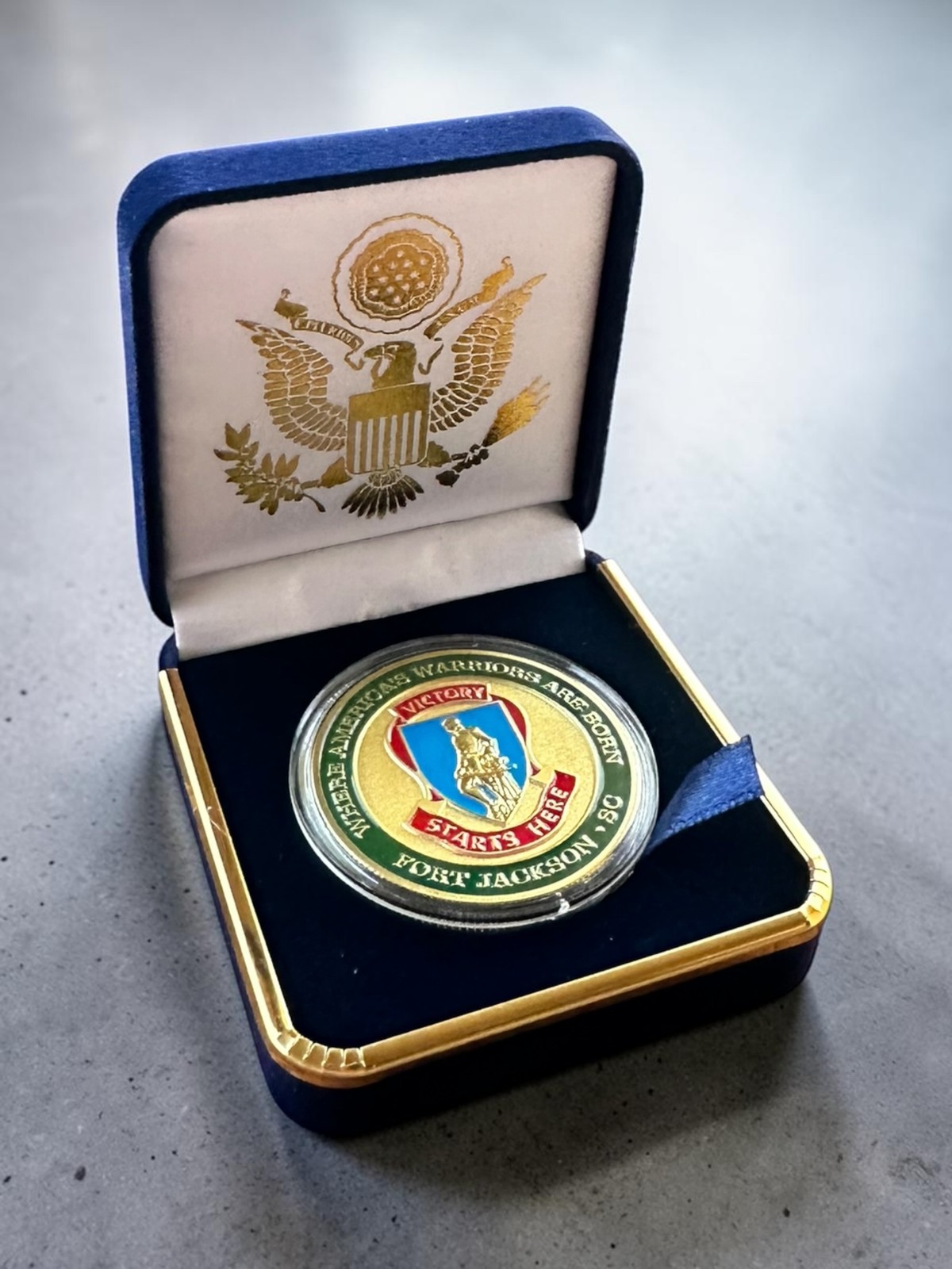 NEW U.S. Army Fort Jackson, SC Challenge Coin in Velvet Case ·GREAT GIFT· ·NEW·
