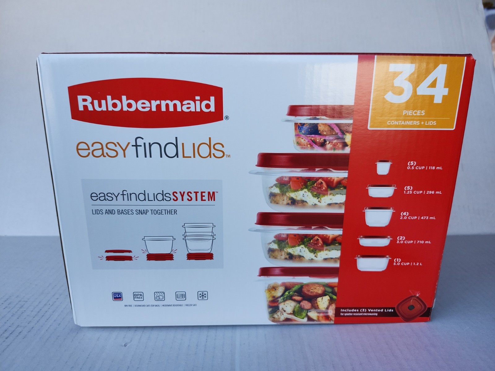 Rubbermaid 2066488 Easy Find Lids 17 Piece Storage Containers BPA Free