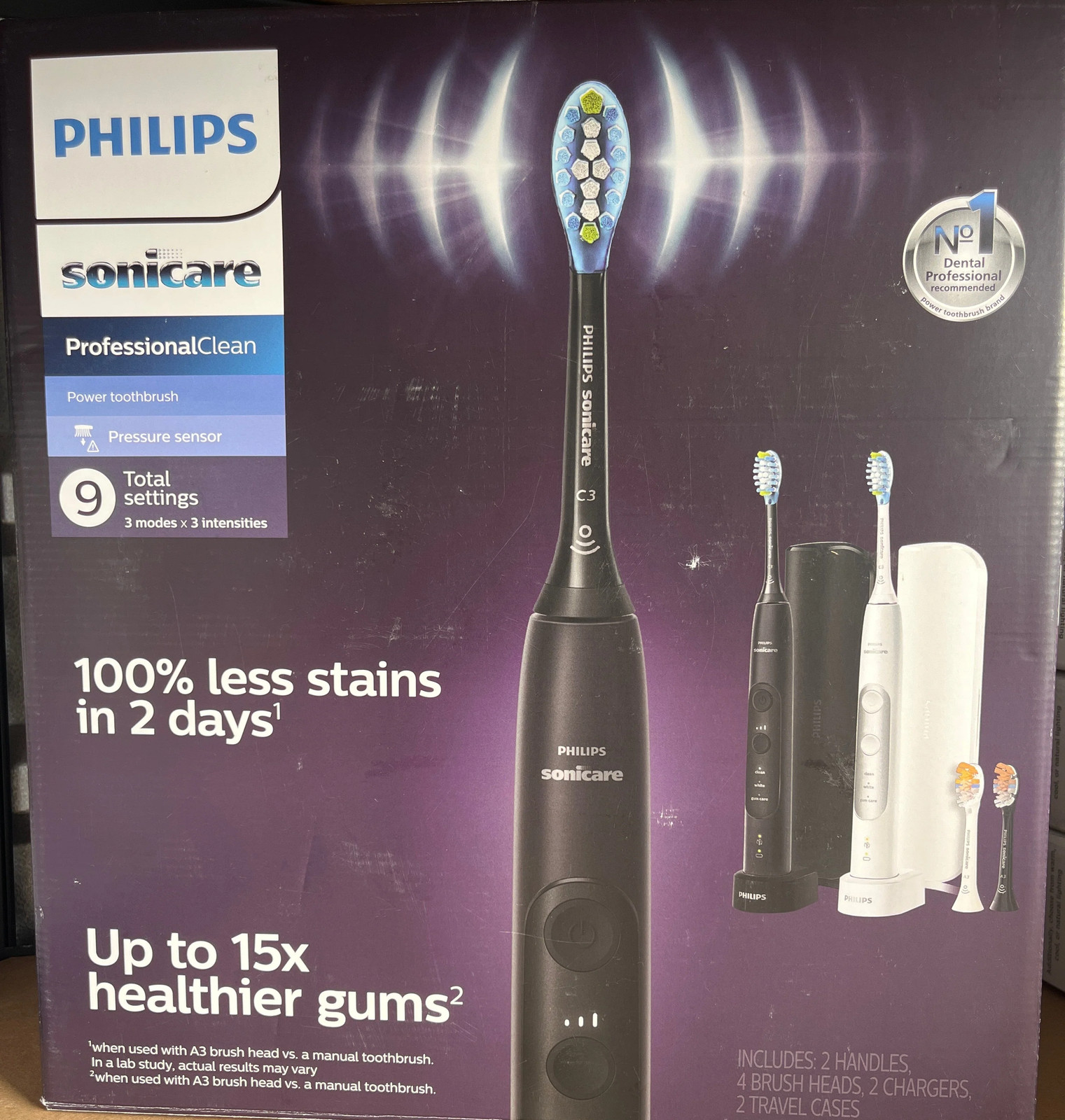 Philips Sonicare HX7513/70 Electric Toothbrush Black White Charger