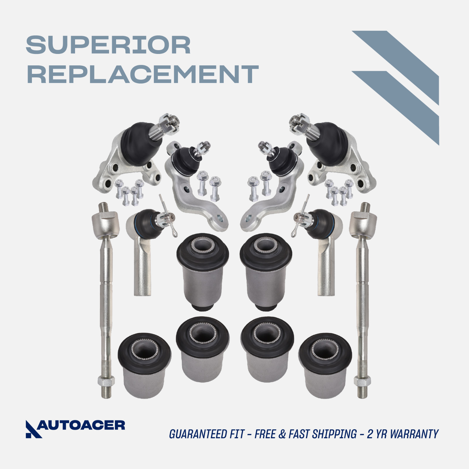 AUTOACER - 14p Front Control Arm Ball Joints, Bushings & Tie Rods for Tacoma 2WD