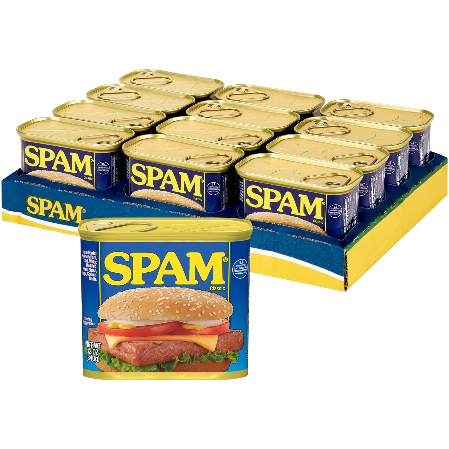 SPAM Classic Canned Meat 12 oz Can 12 Pack Luncheon Meat