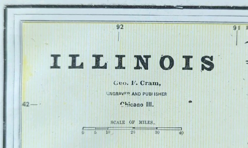 Vintage 1891 ILLINOIS Map 11\