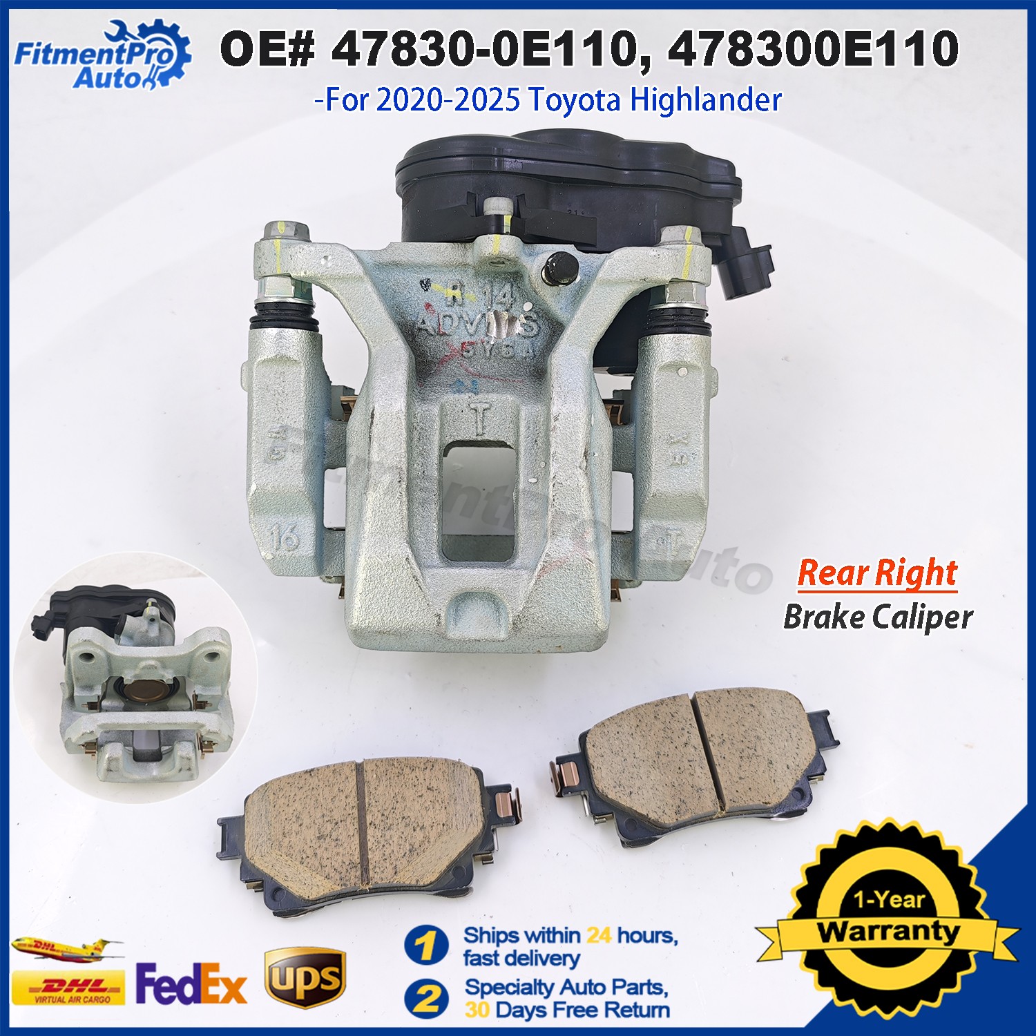 For 2020 2021 -2025 Toyota Highlander Rear Right Side Brake Caliper 47830-0E110