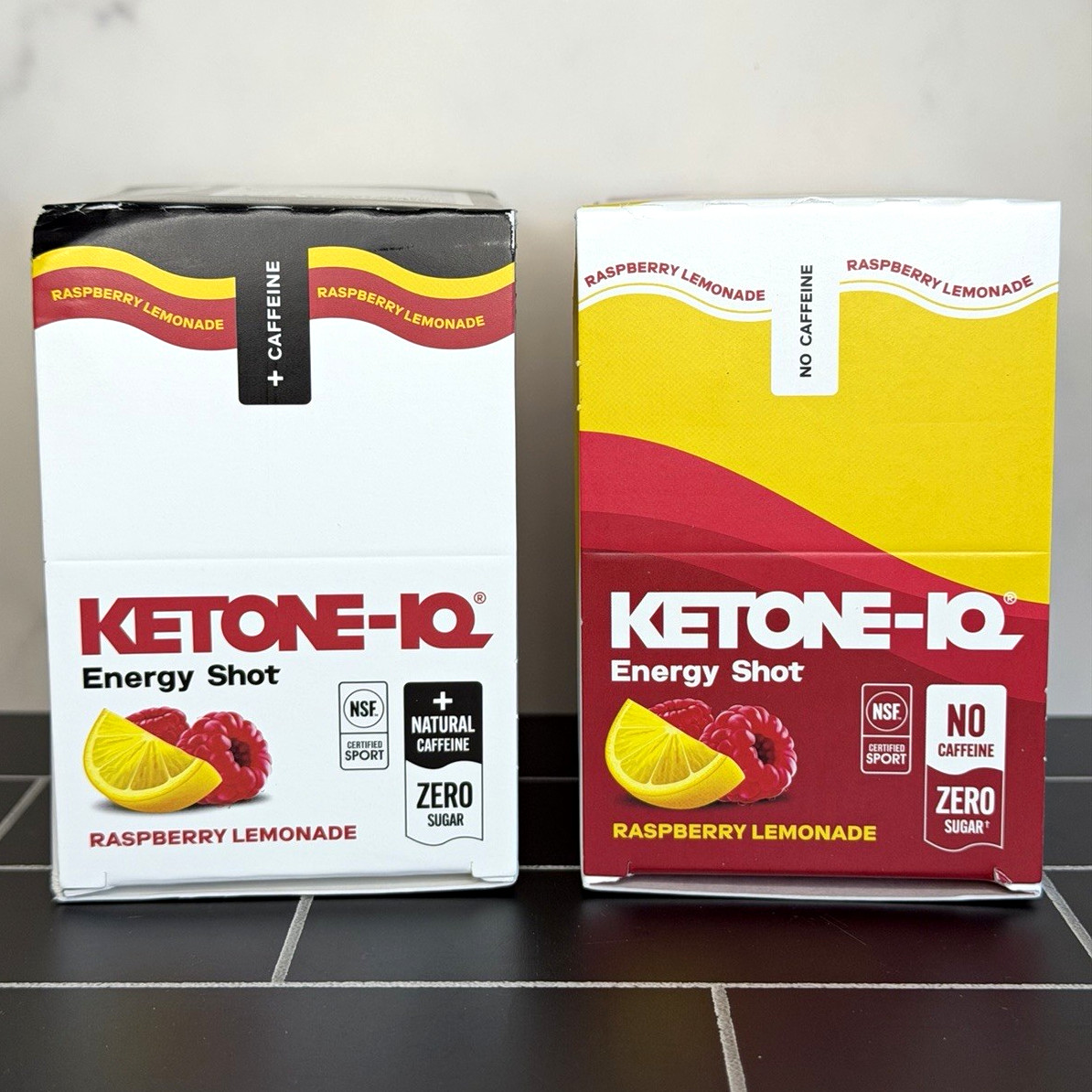 KETONE-IQ Energy Shot Raspberry Lemonade 1x No Caffeine, 1x Natural Caffeine