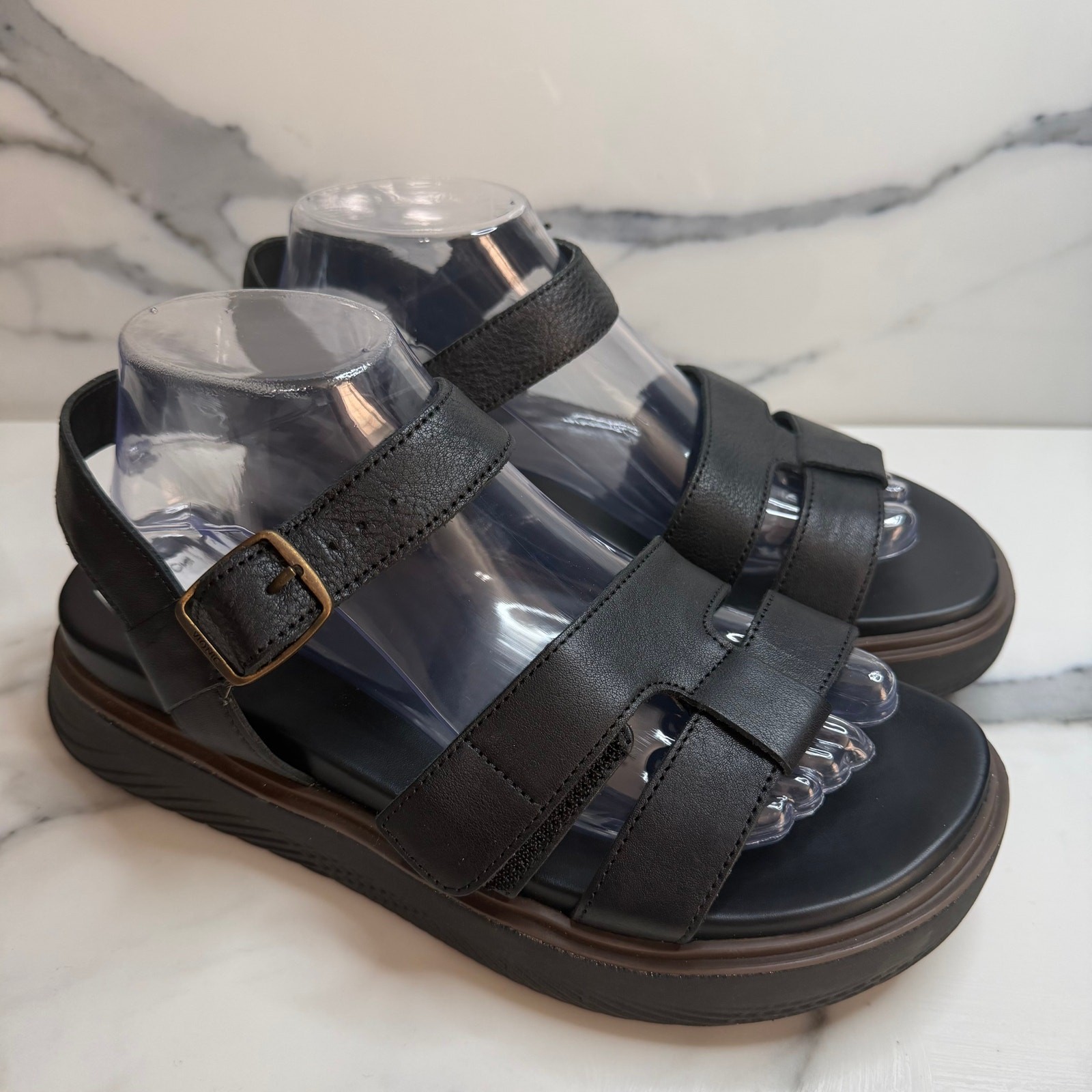 Vionic NEW Women\'s Black Leather Solana Platform Sandals Sz 9 Fisherman Comfort Vionic NEW Women\'s Black Leather Solana Platform Sandals Sz 9 Fisherman Comfort