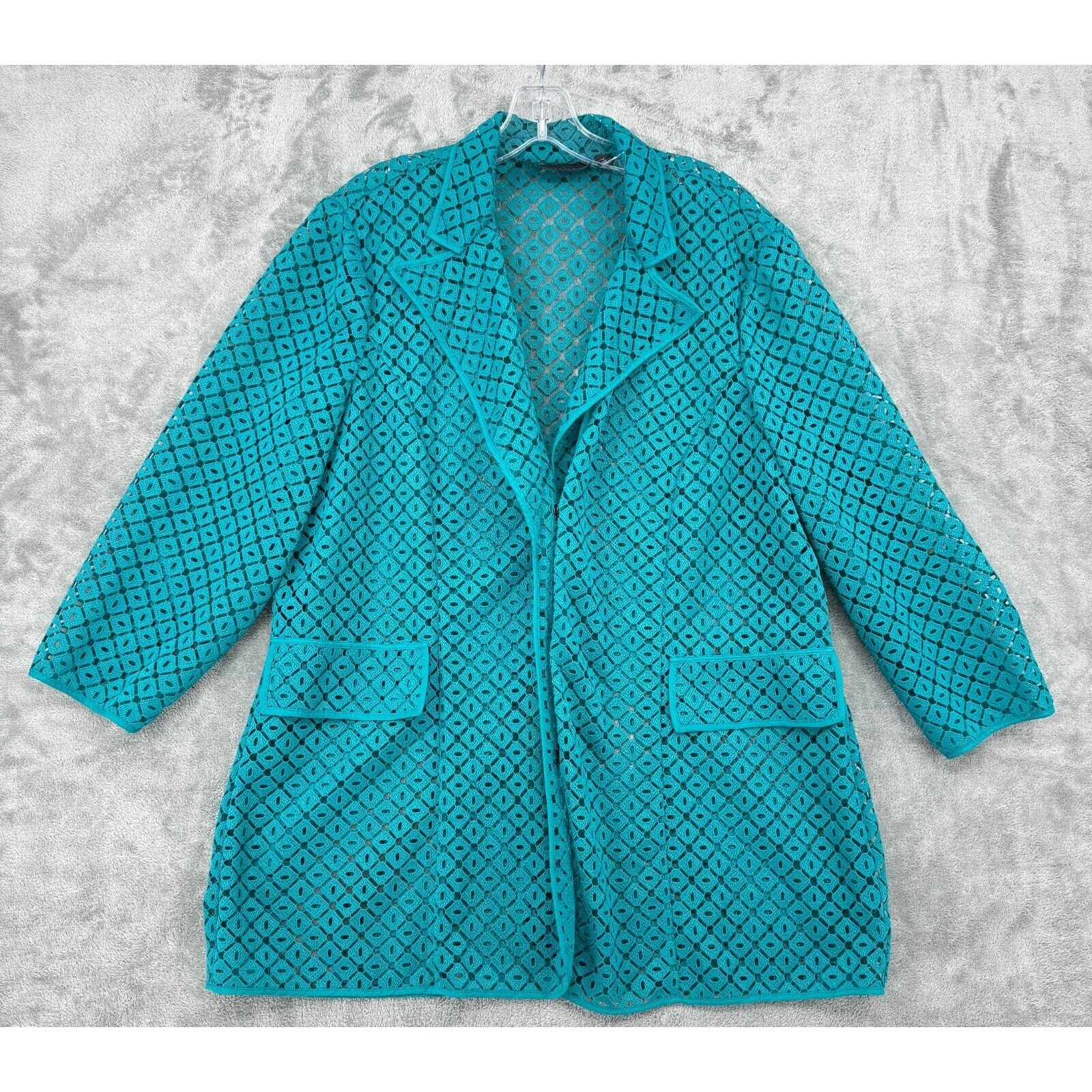 Carlisle Jacket 18 Blazer Lace Semi Sheer Snap Career Feminine Snap Pockets Carlisle Jacket 18 Blazer Lace Semi Sheer Snap Career Feminine Snap Pockets