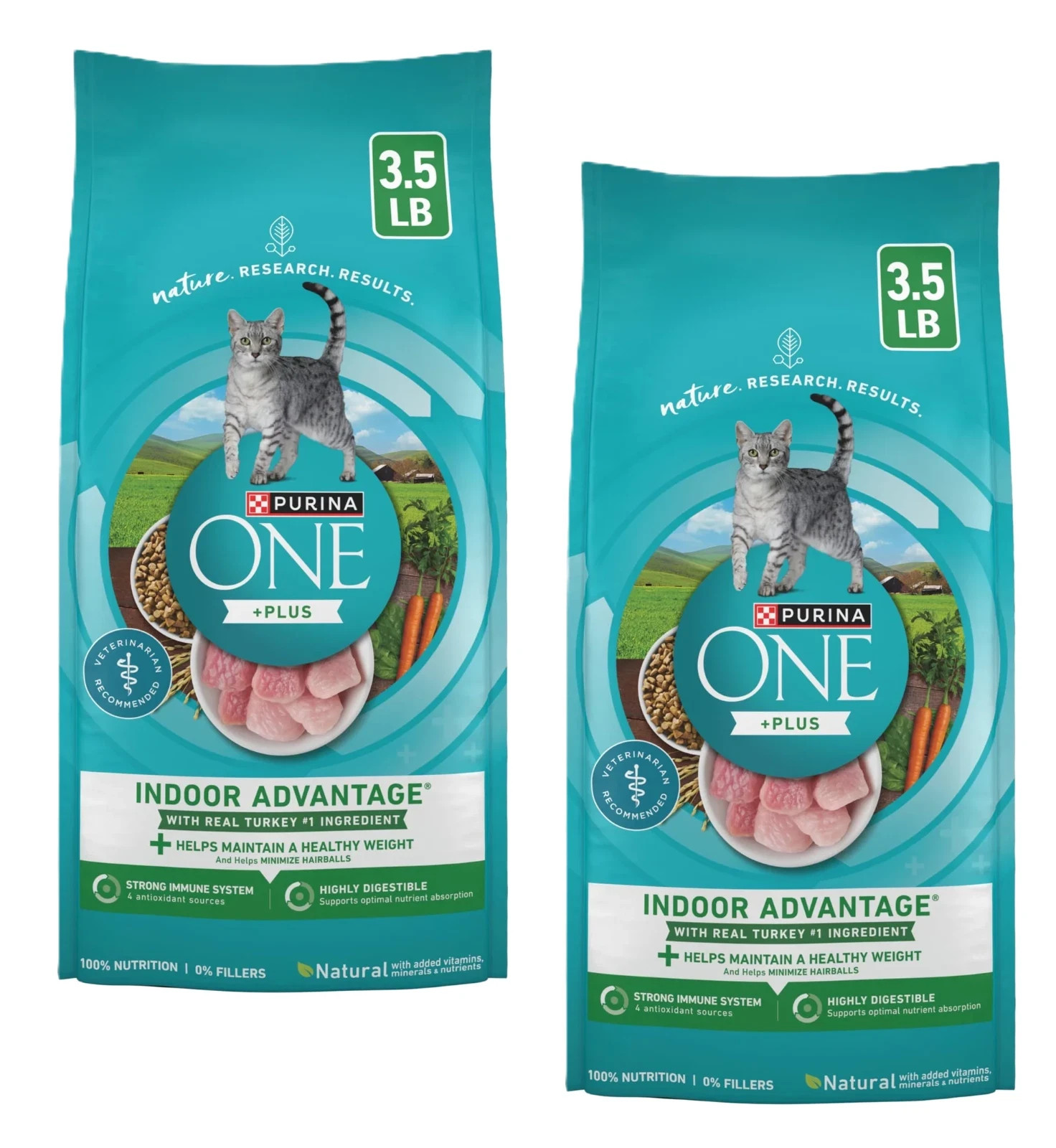 (2 Pack) Purina ONE Plus, Indoor Advantage, Dry Cat Food, Turkey, 3.5 lb Bag