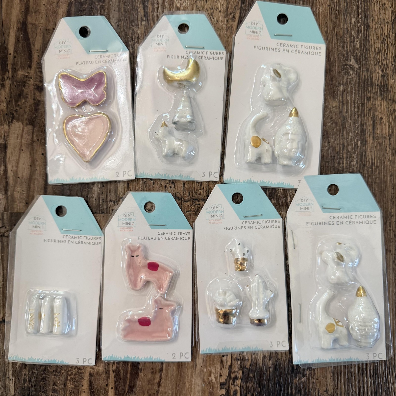 DIY Modern Mini Ceramic Figures & Trays Lot 7 Diorama Miniature Craft Set