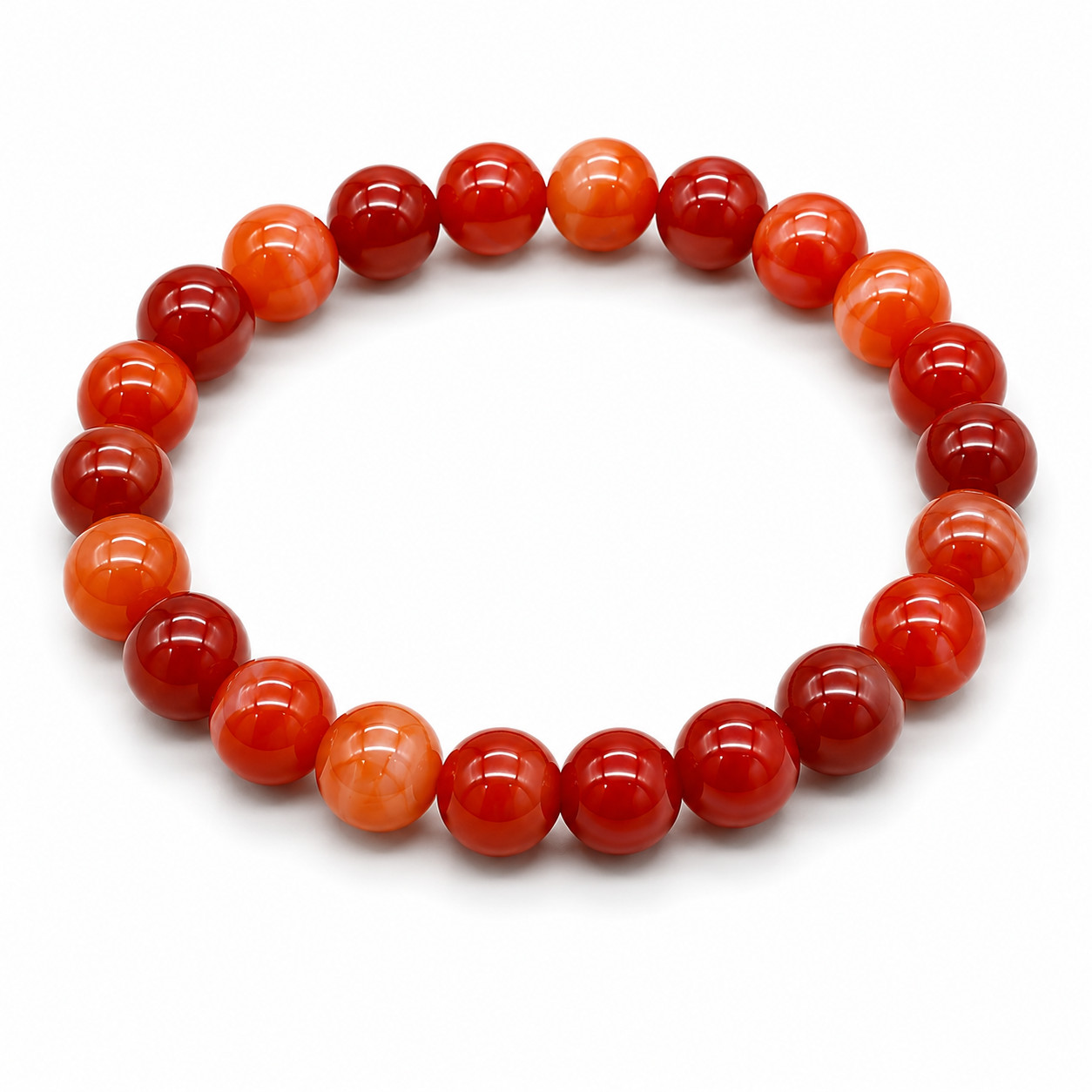 Natural Carnelian 8mm Bead Bracelet Stretch Gemstone Unisex Gift Boxed