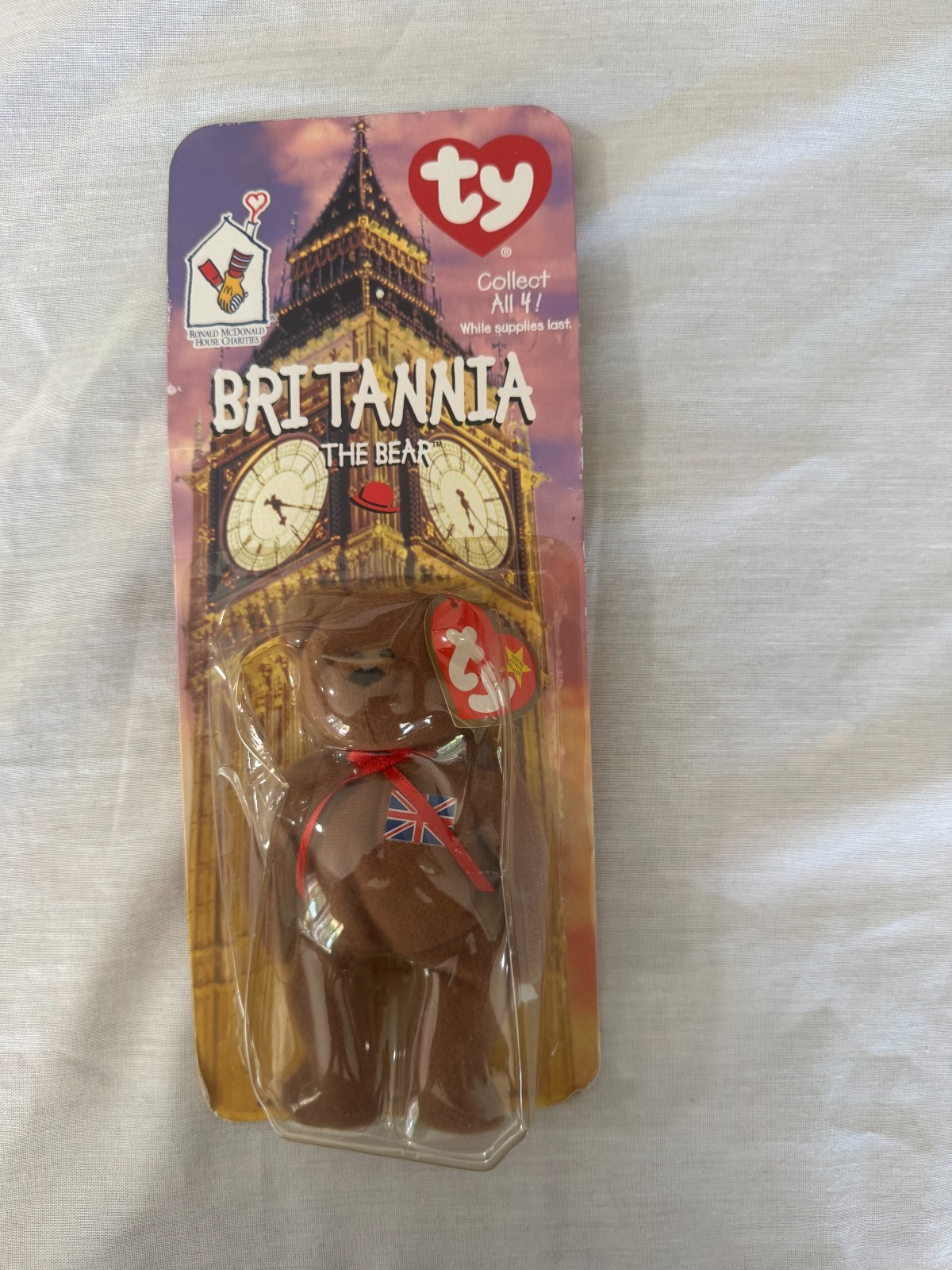 RARE Ty McDonald\'s Britannia the Bear – SEALED w/ 1993 Tush Tag ERROR