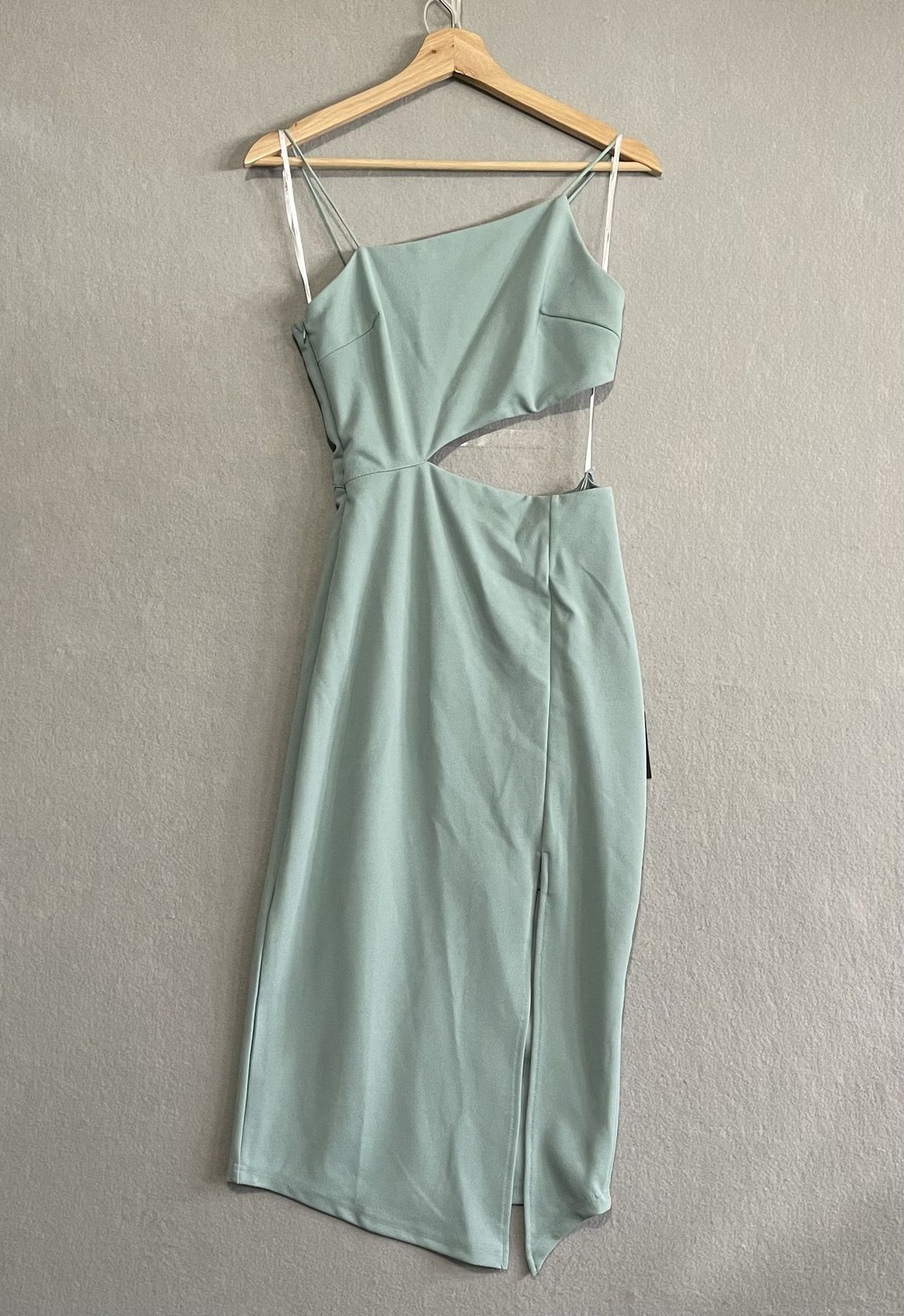 Lulus Flawless Attitude Sage Blue Asymmetrical Cutout Midi Dress Small NWT Lulus Flawless Attitude Sage Blue Asymmetrical Cutout Midi Dress Small NWT