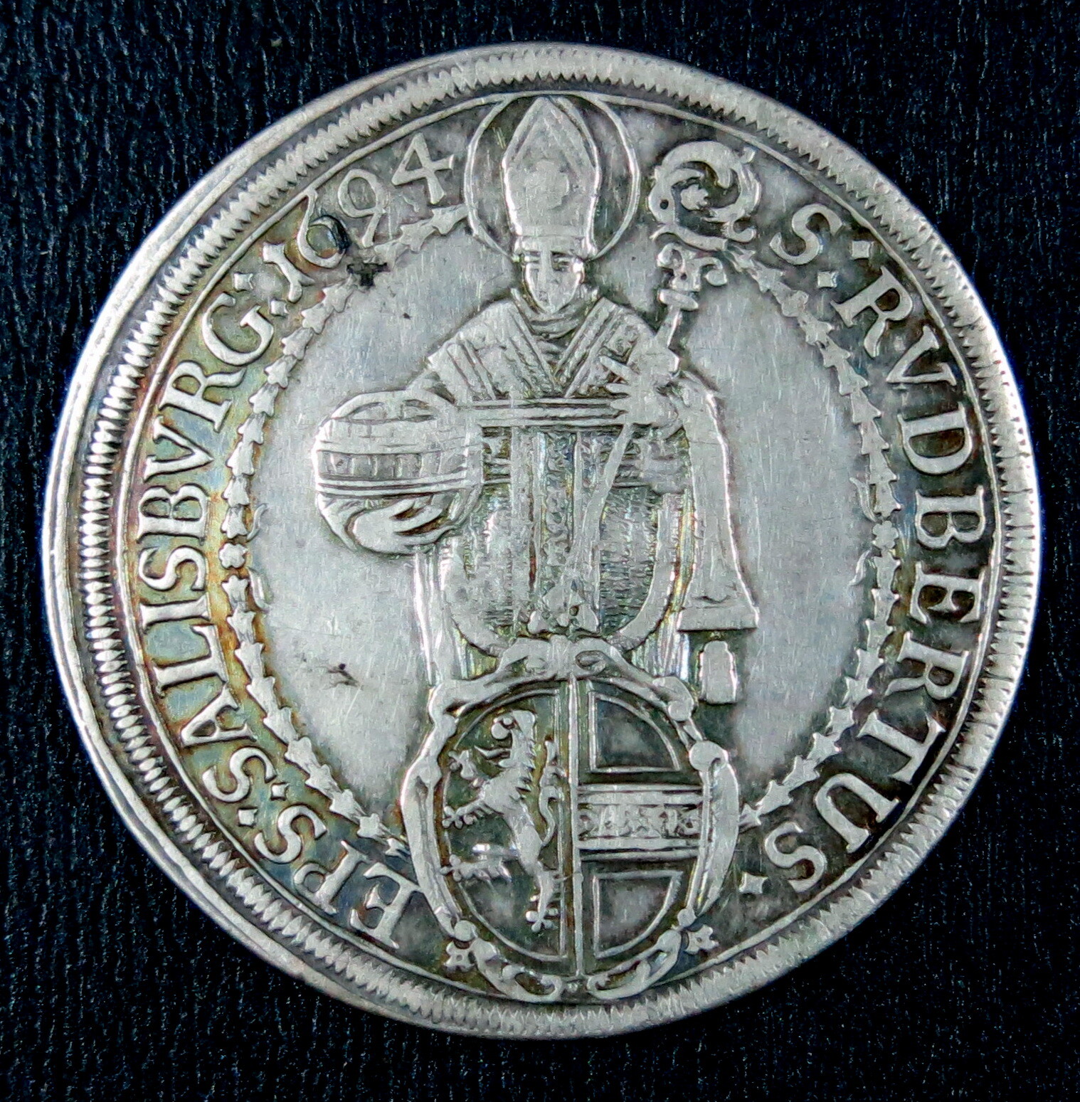 Austria Salzburg 1694 MADONNA Thaler. Silver Crown. KM 254. Nice grade.