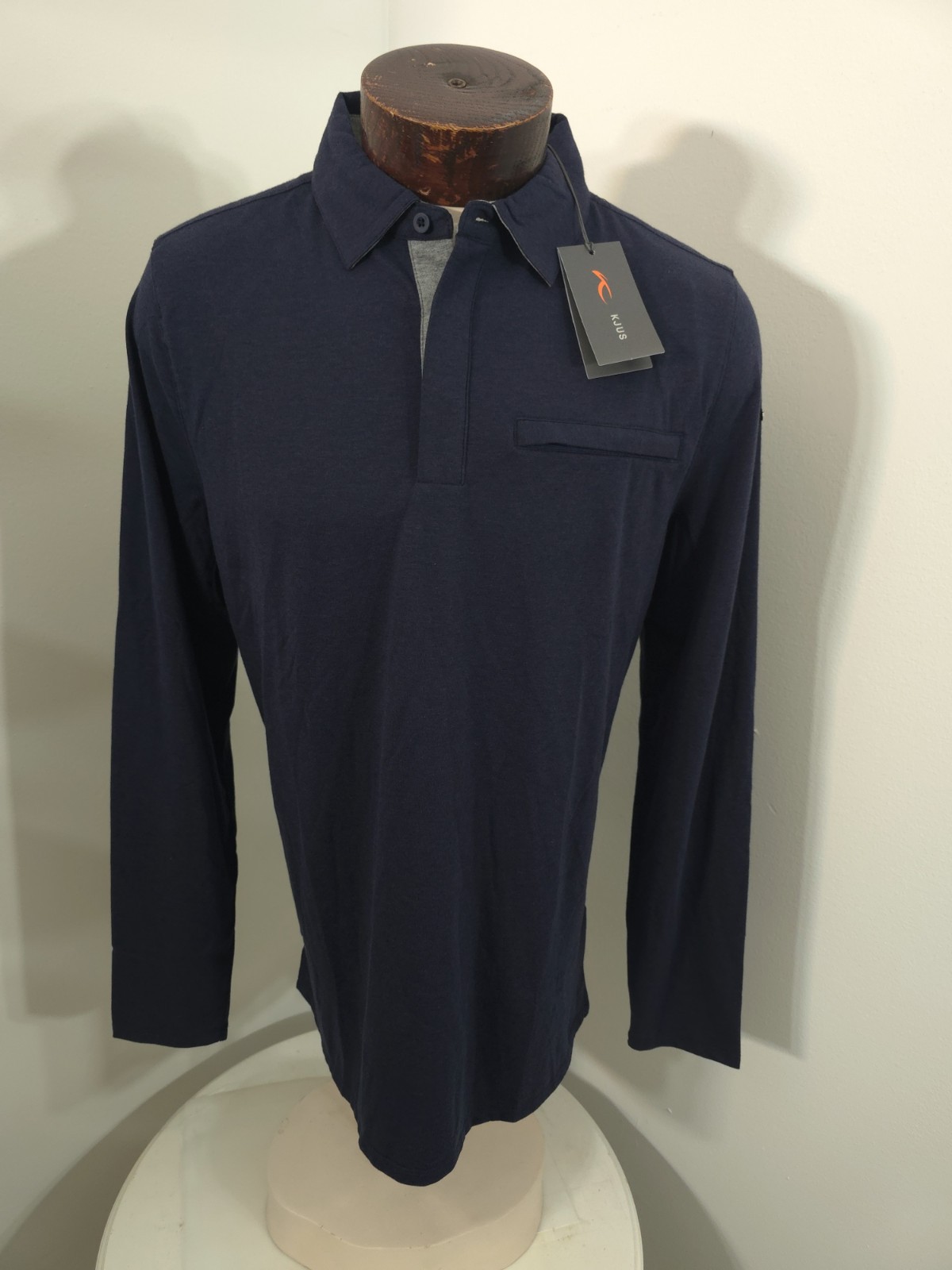 KJUS Mens Inverness Long Sleeve Polo Shirt Blue Cashmere Blend Size 52 L NWT KJUS Mens Inverness Long Sleeve Polo Shirt Blue Cashmere Blend Size 52 L NWT