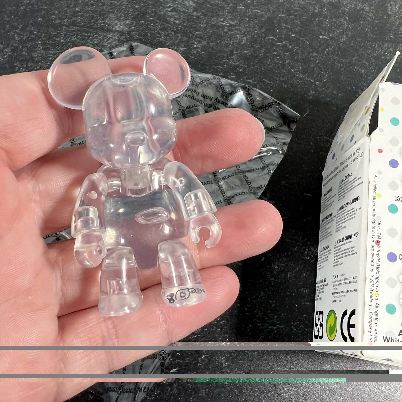 oy2R Clear Qee Bear 2.5 Inch Transparent Vinyl Mini Figure Art Toy DIY Loose