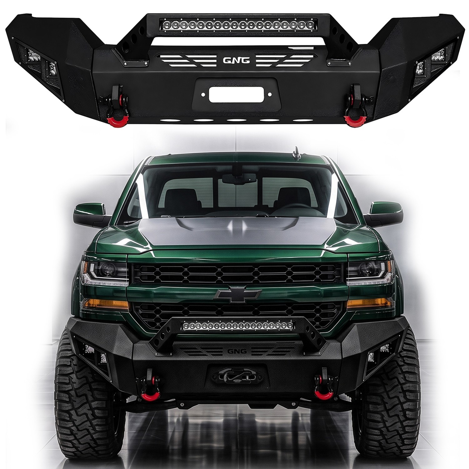 Fit 2016-2018 Chevy Silverado 1500 Front Bumper with Winch Plate and Light