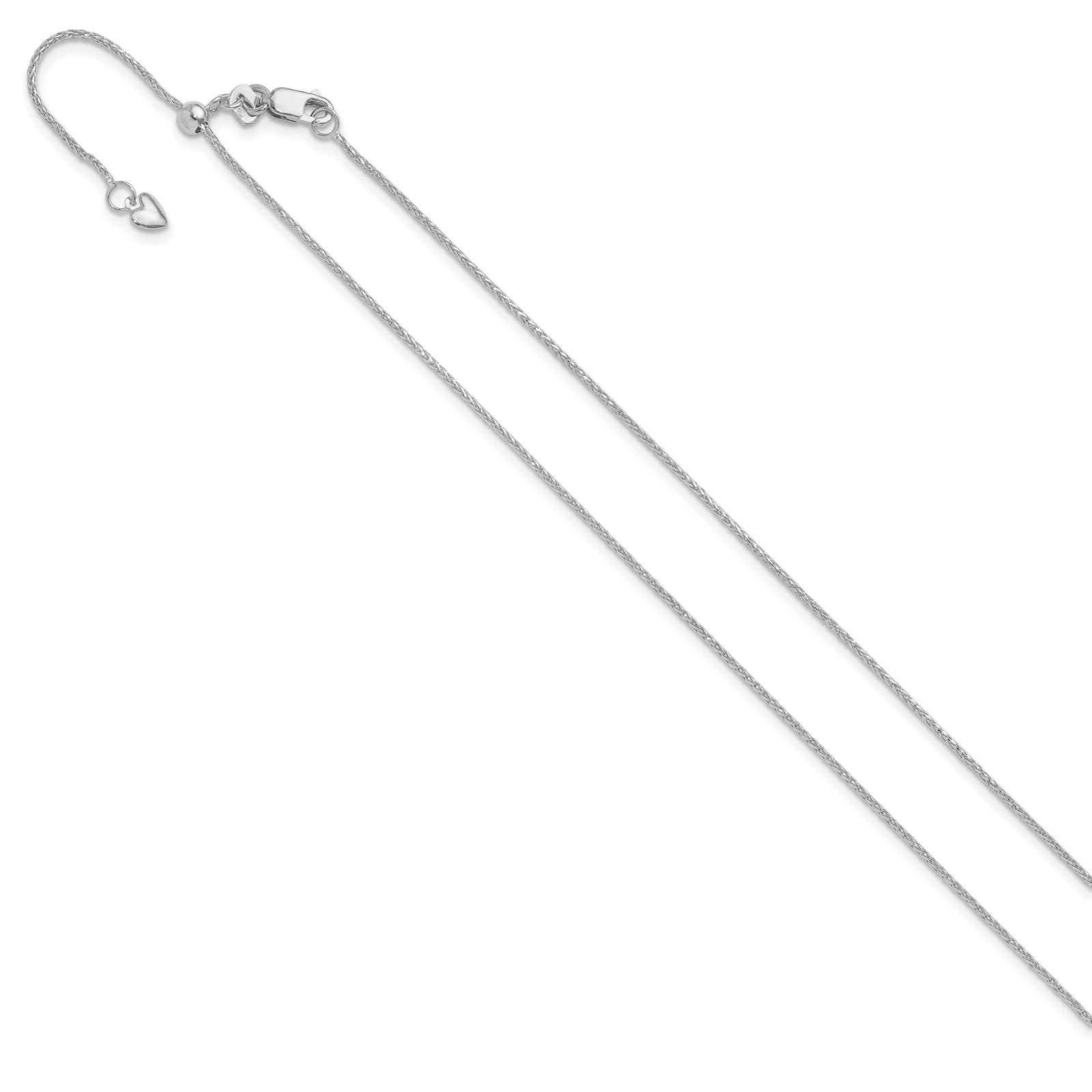 Leslie\'s Adjustable 1mm Diamond-Cut Wheat Chain Necklace 22 inch 10k White Gold