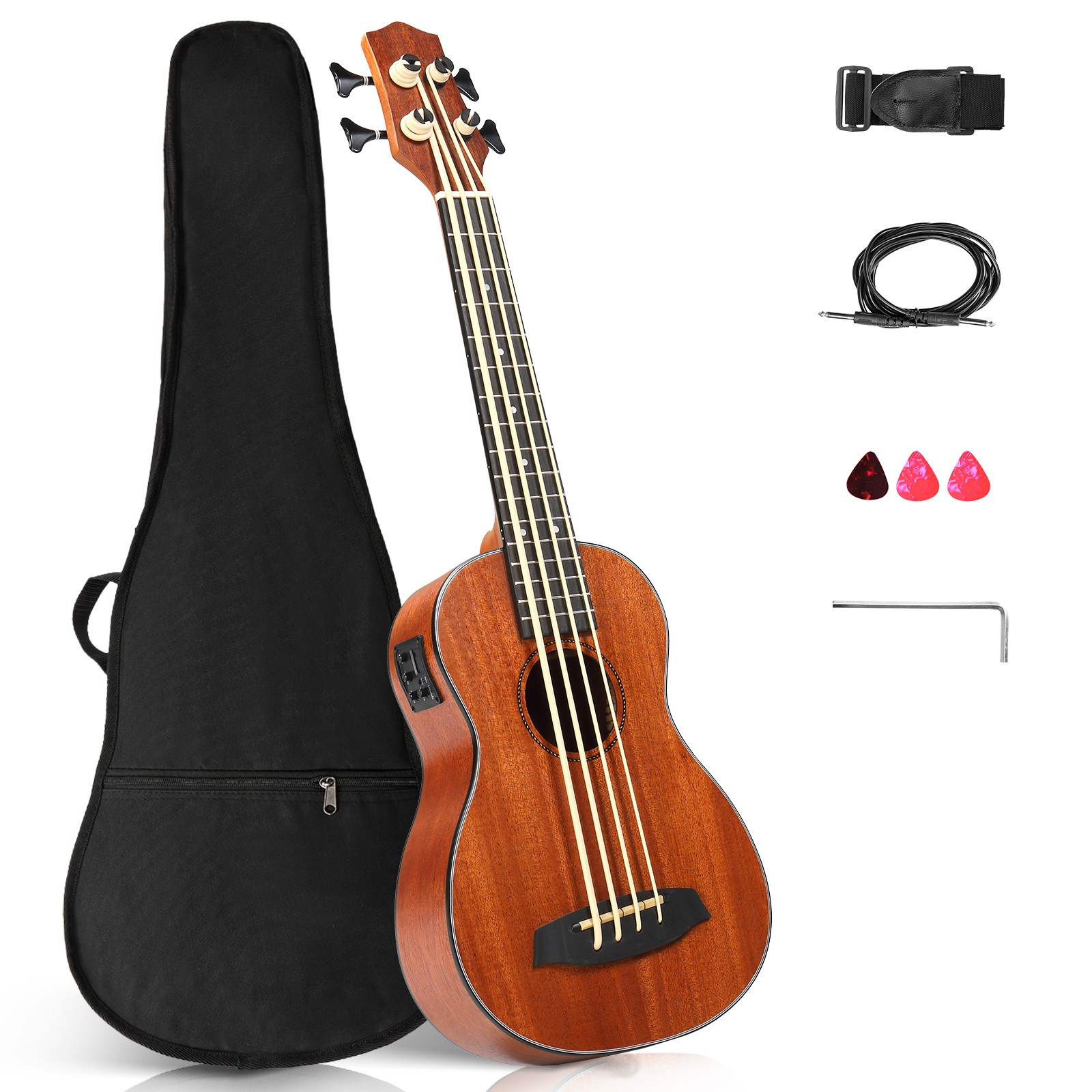 30-inch Ukulele Bass Mahogany Body with EQ, with Cotton Bag