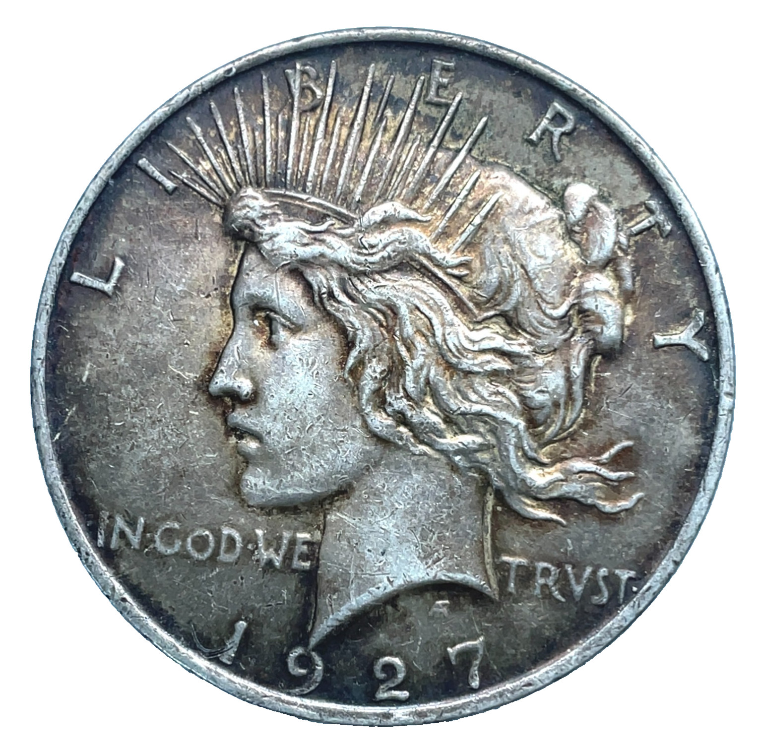 1927-D Peace Silver Dollar Toned AU-About Uncirculated $1 US Coin # 575