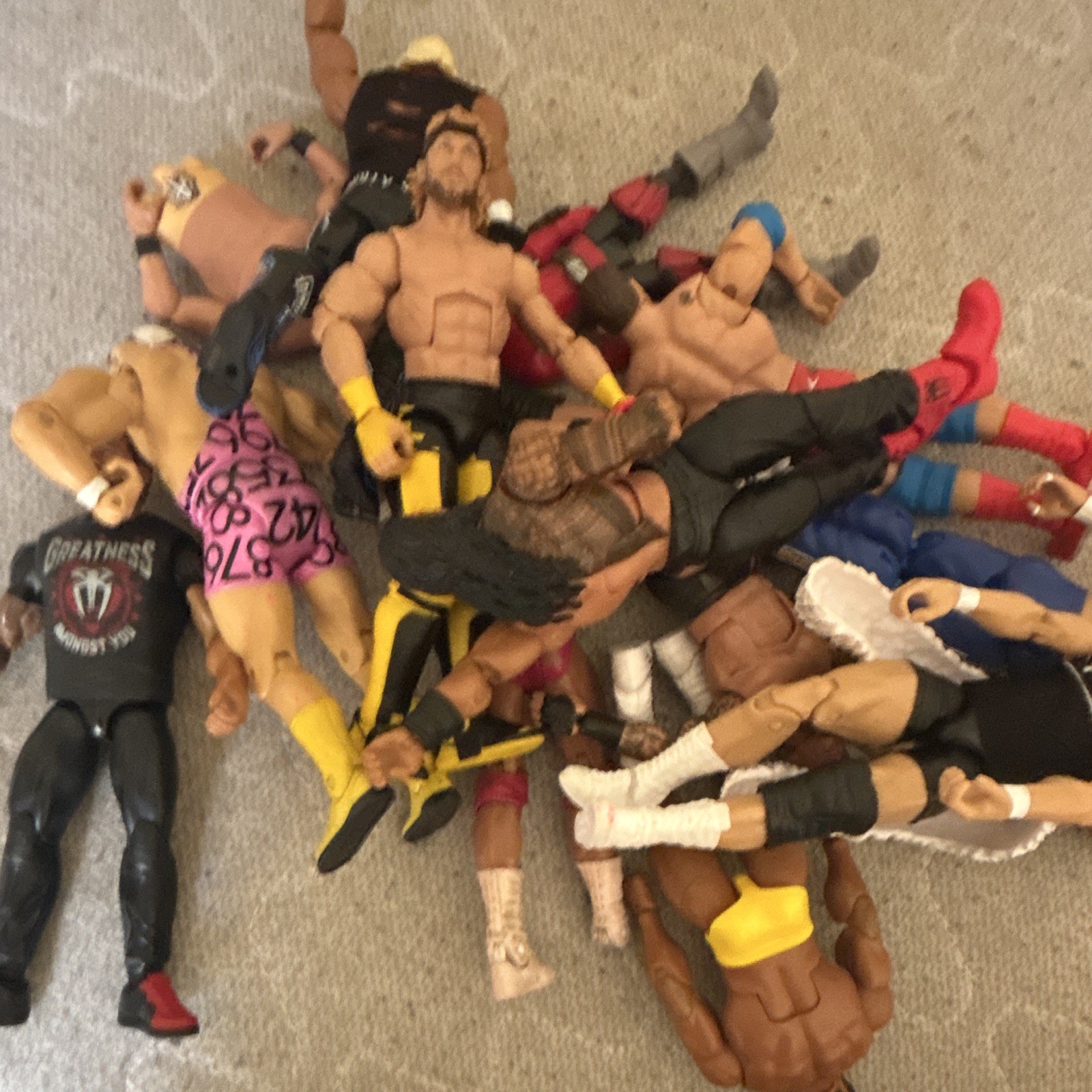 Mixed Lot Wrestling Action Figures, Plastic, Unboxed Loose Without Packaging Mixed Lot Wrestling Action Figures, Plastic, Unboxed Loose Without Packaging