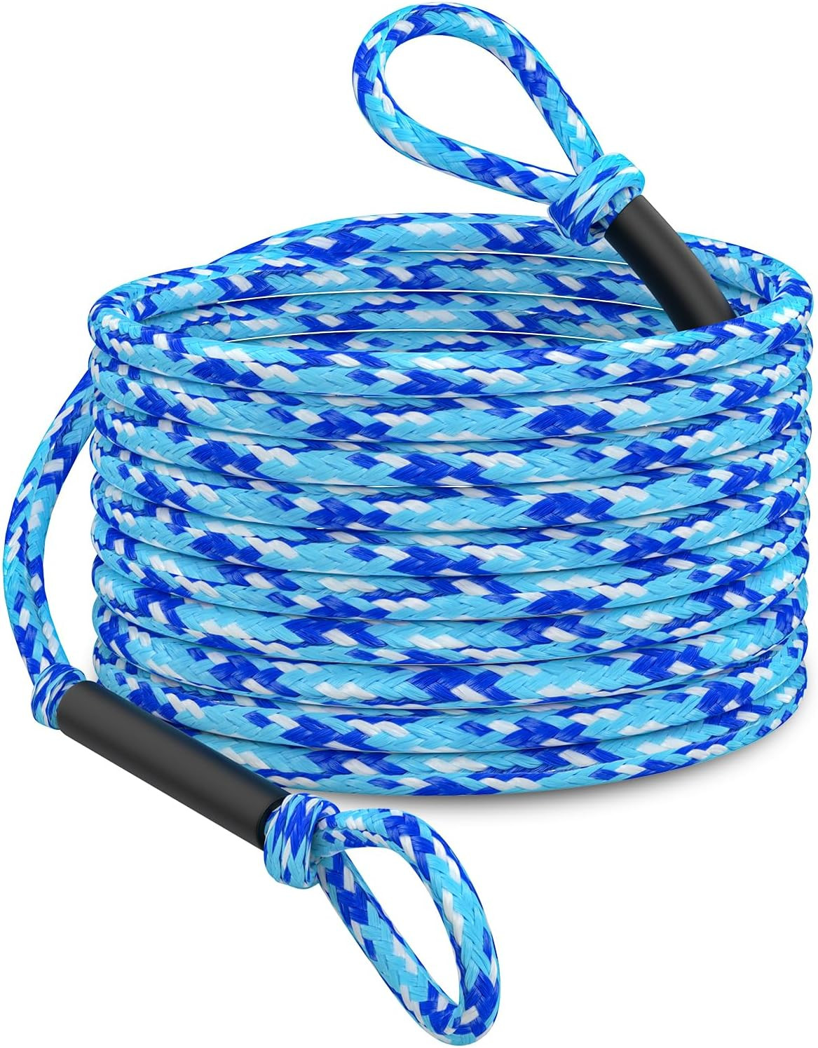 60FT 6K Boat Tow Rope for Tubing, 1-6 Riders Heavy Duty Floating Tube Tow Rope