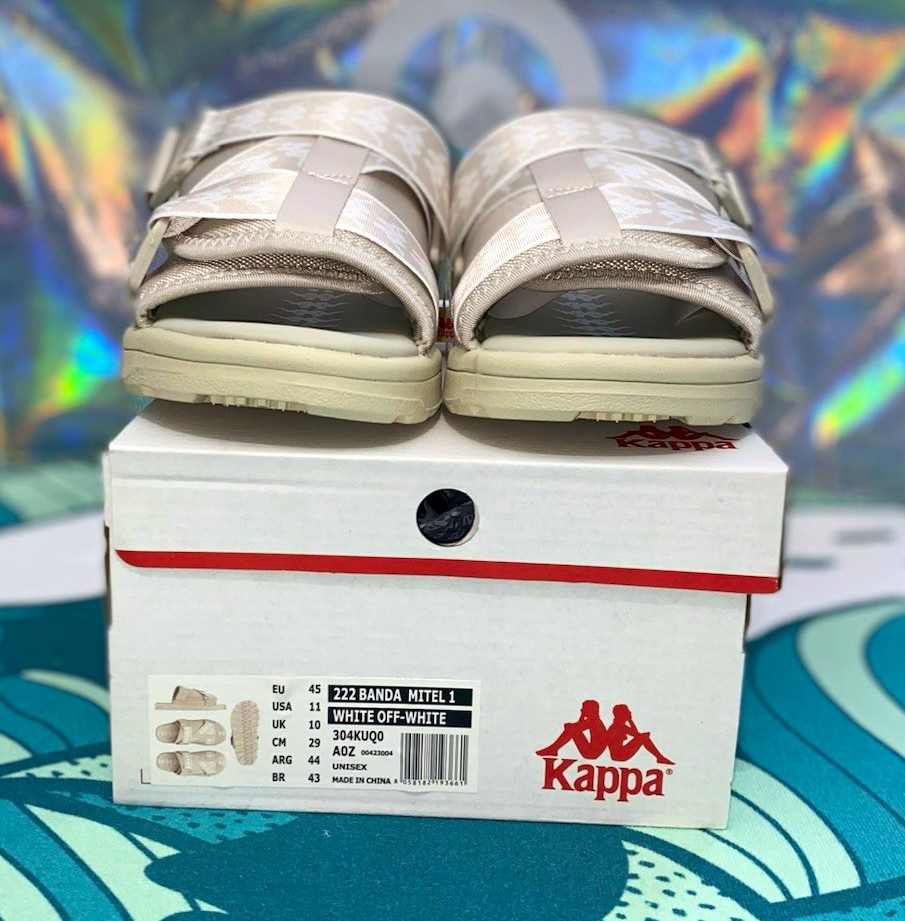 Kappa Banda 222 Banda Mitel 1 Logo Slide Sandals Beige/Off-White US 11 EU 45 Kappa Banda 222 Banda Mitel 1 Logo Slide Sandals Beige/Off-White US 11 EU 45