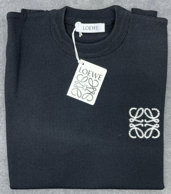 LOEWE MEN\'S BLACK KNITWEAR T-SHIRT LARGE