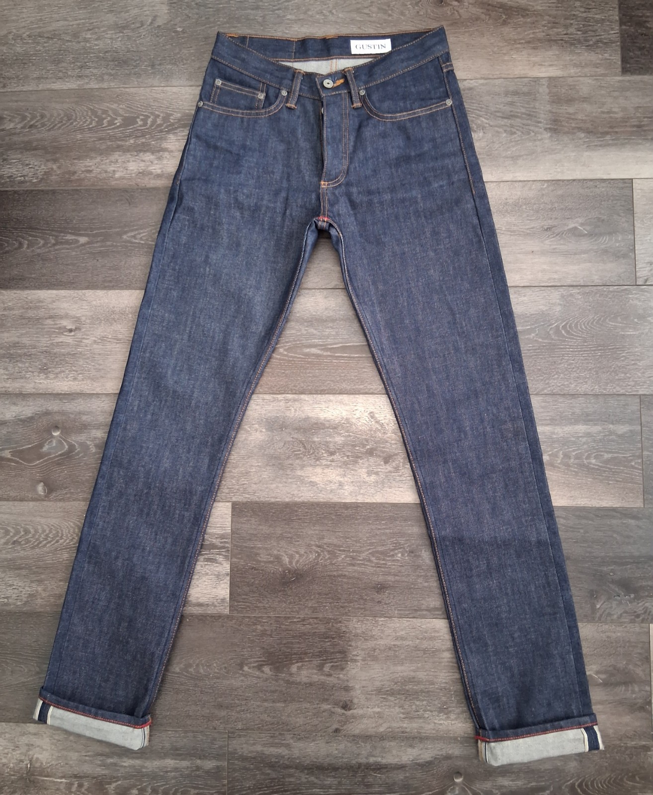 Gustin #259 Raw Cone Mills Selvedge Slim Denim Jeans 14 oz. Size 29x34 NWOT