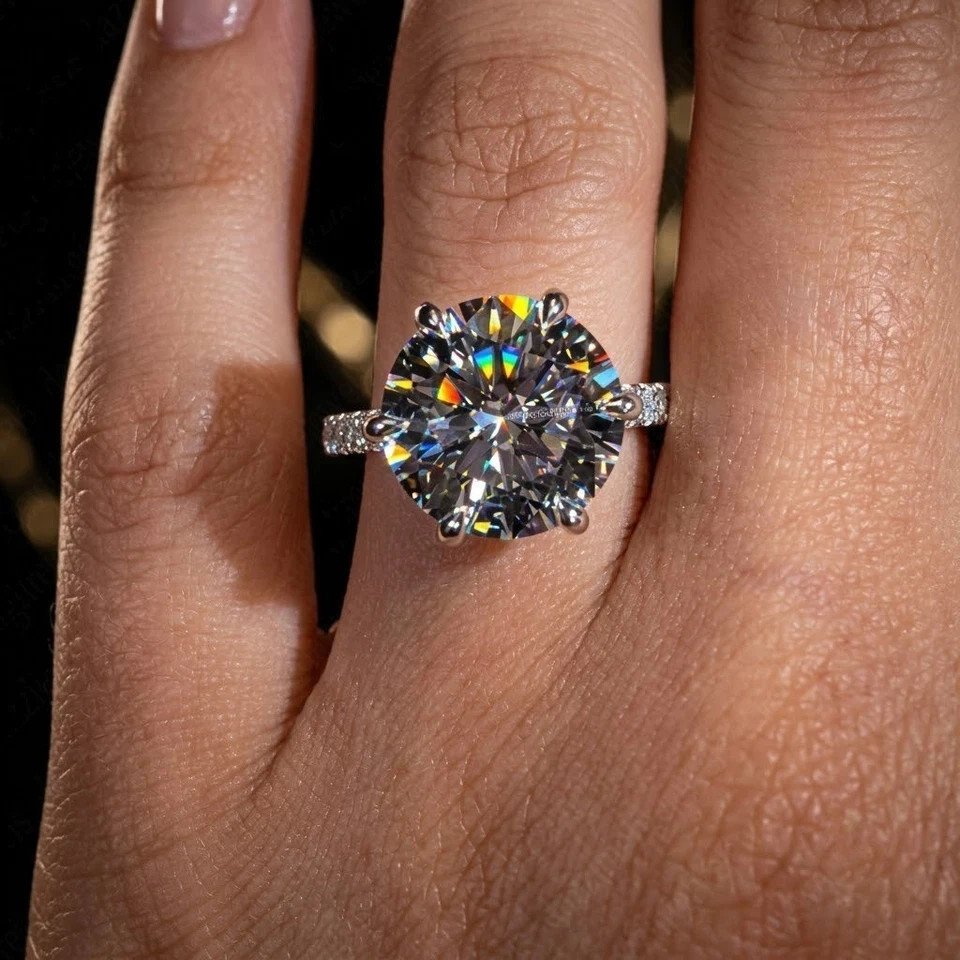 IGI 4 Ct Round F/VS1 Lab Grown Diamond Women Engagement Gift Ring 14K White Gold