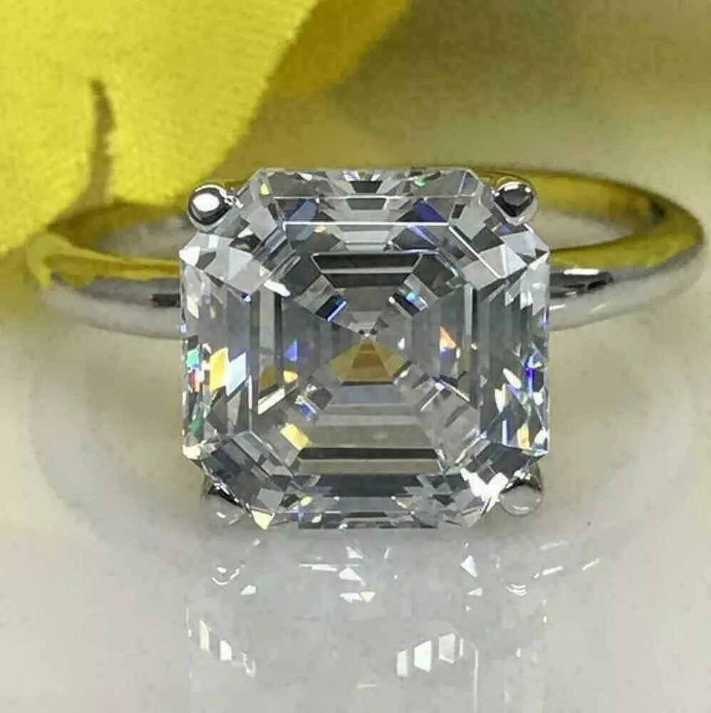 4.8Ct Asscher Cut VVS1 Lab Created Diamond Engagement 14K White Gold Finish Ring 4.8Ct Asscher Cut VVS1 Lab Created Diamond Engagement 14K White Gold Finish Ring