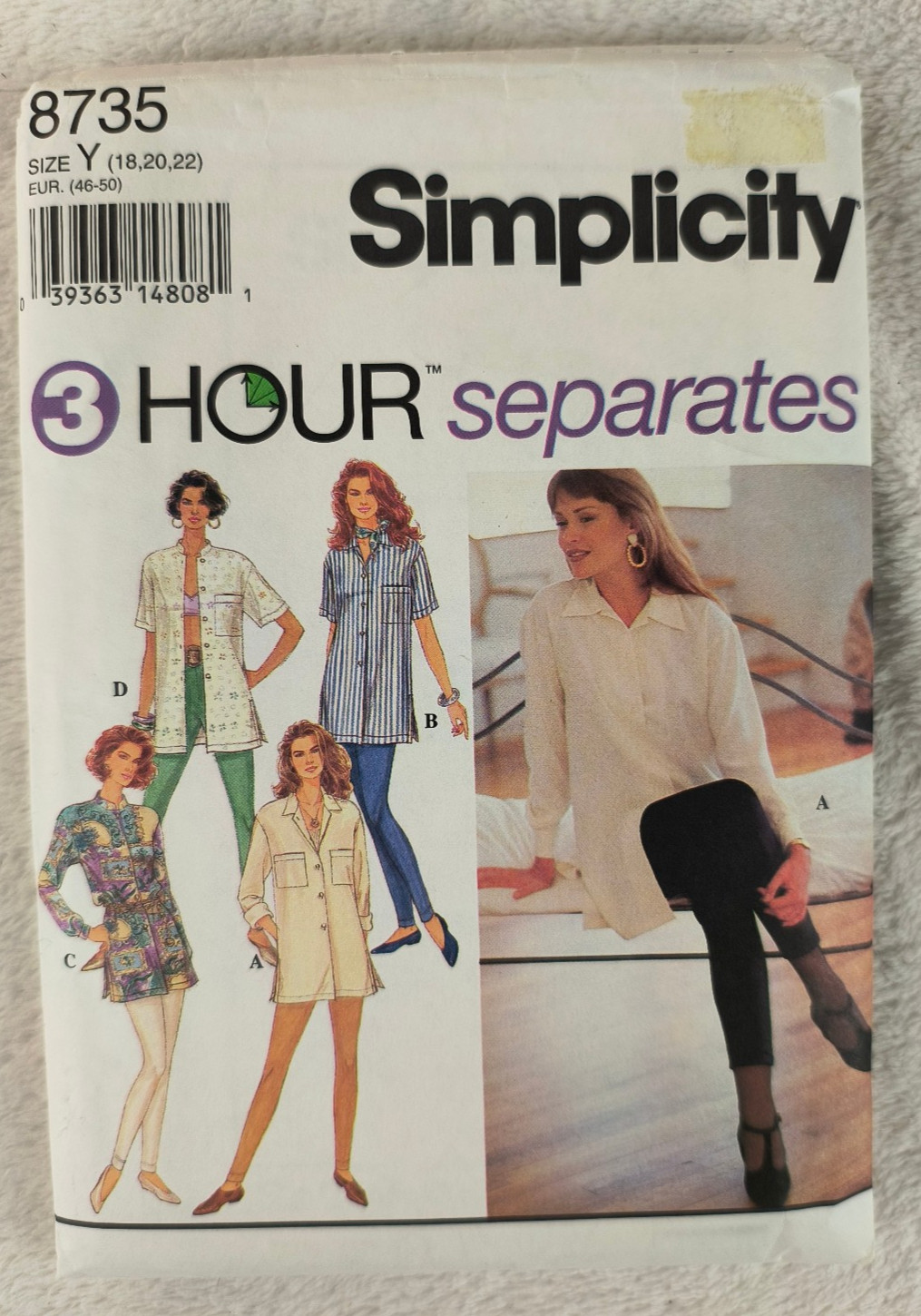 Vintage 90s Simplicity Pattern 8735 Leggings Shirt Oversized 3 Hour Separates 