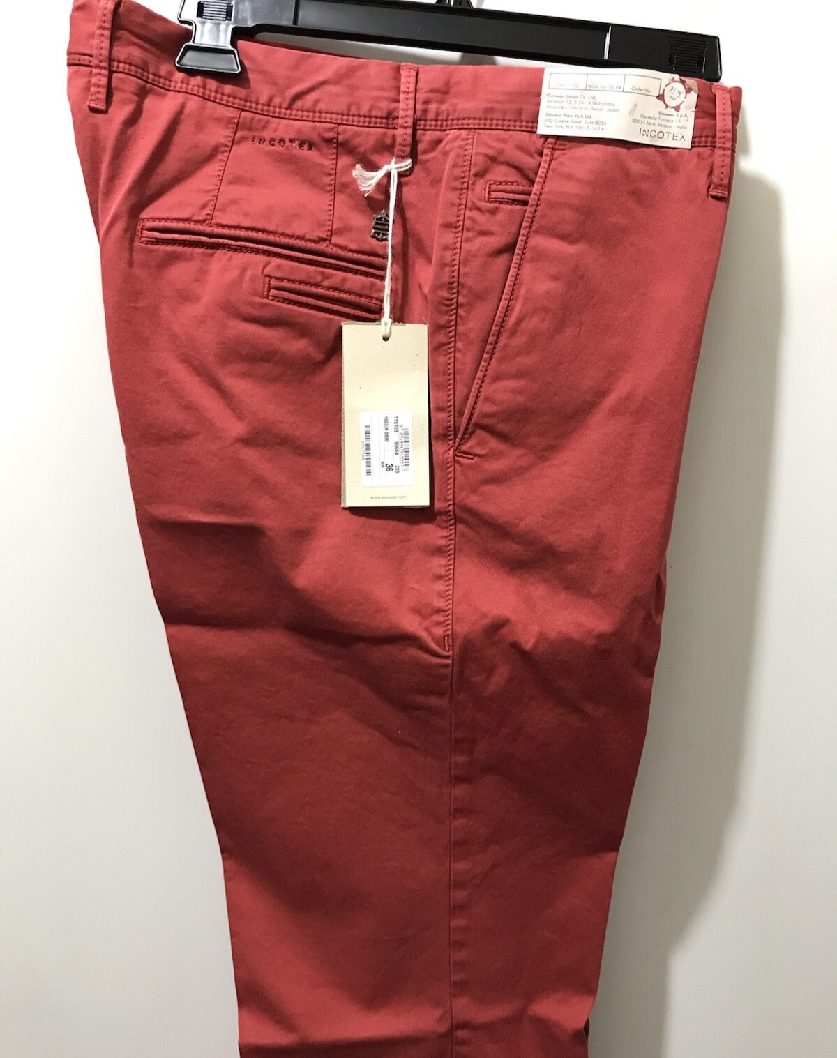 Incotex Red Italian luxury cotton pants 52/36W ~Full 35W/34W  NWT$475 Big Sale