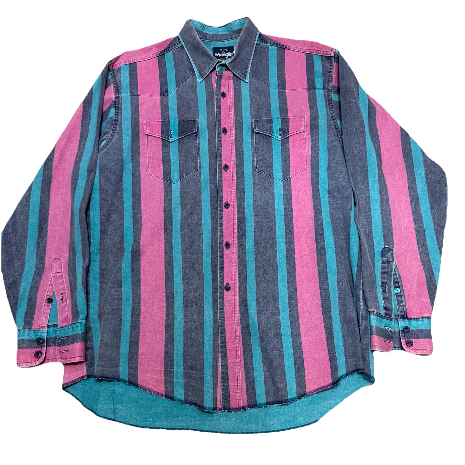 VTG Wrangler Brush-popper Western Shirt Men\'s XL 17-17 1/2 VTG Wrangler Brush-popper Western Shirt Men\'s XL 17-17 1/2