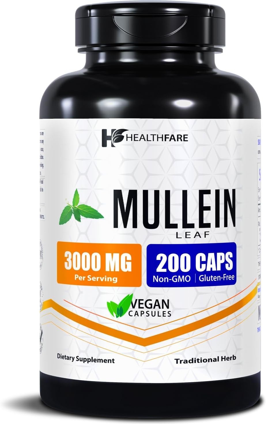 Healthfare Mullein Leaf Capsules | 3000mg | 200 Count | Support Lung Cleanse
