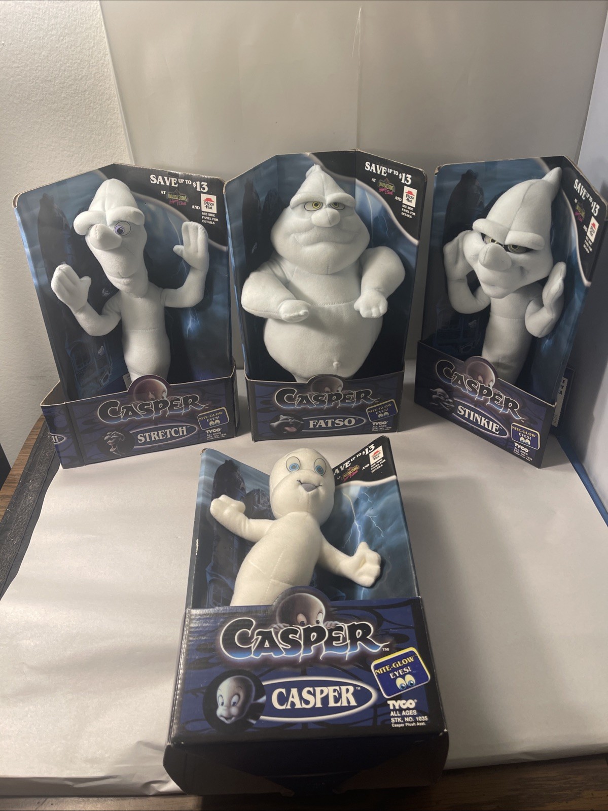 TYCO Casper Movie Plush Set 4 Casper Fatso Stretch Stinky Sealed New Pizza Hut