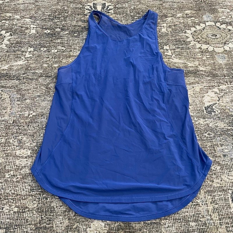 Lululemon Womens Tank Top Blue Racerback Athletic High Neck Curved Hem Yoga Run