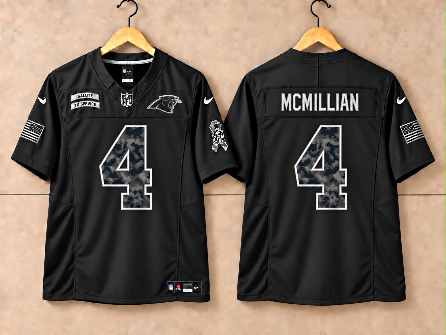 Nike Carolina Panthers McMillian #4 Salute to Service Jersey Black All Sizes Nike Carolina Panthers McMillian #4 Salute to Service Jersey Black All Sizes