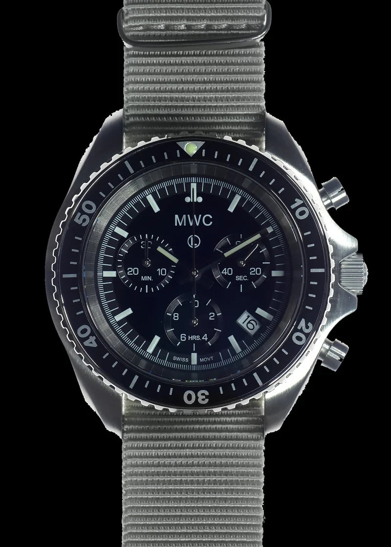 MWC Stainless Steel Military Pilots Chronograph | Sapphire Crystal | Swiss Ronda