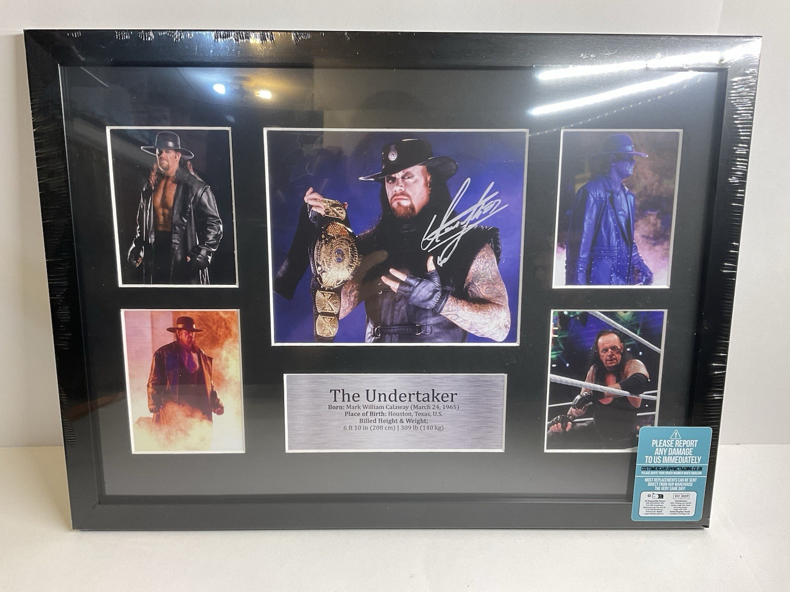 HWC Trading The Undertaker Wrestling 16 X 12 Inch Printed/Framed Collage-Signed