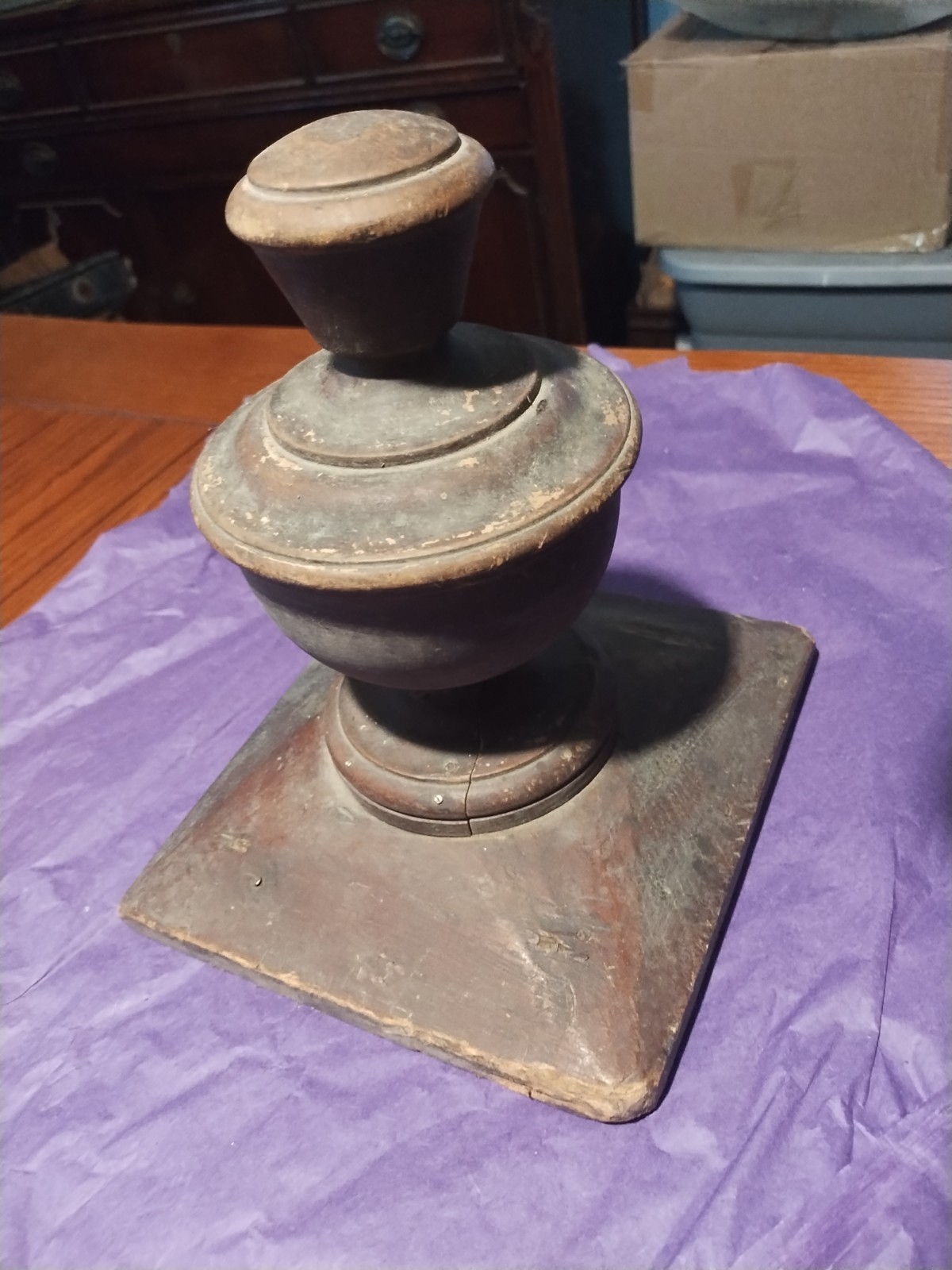 Large Antique Vtg Newel Post Cap Wood Finial Victorian Railing Salvage Large Antique Vtg Newel Post Cap Wood Finial Victorian Railing Salvage